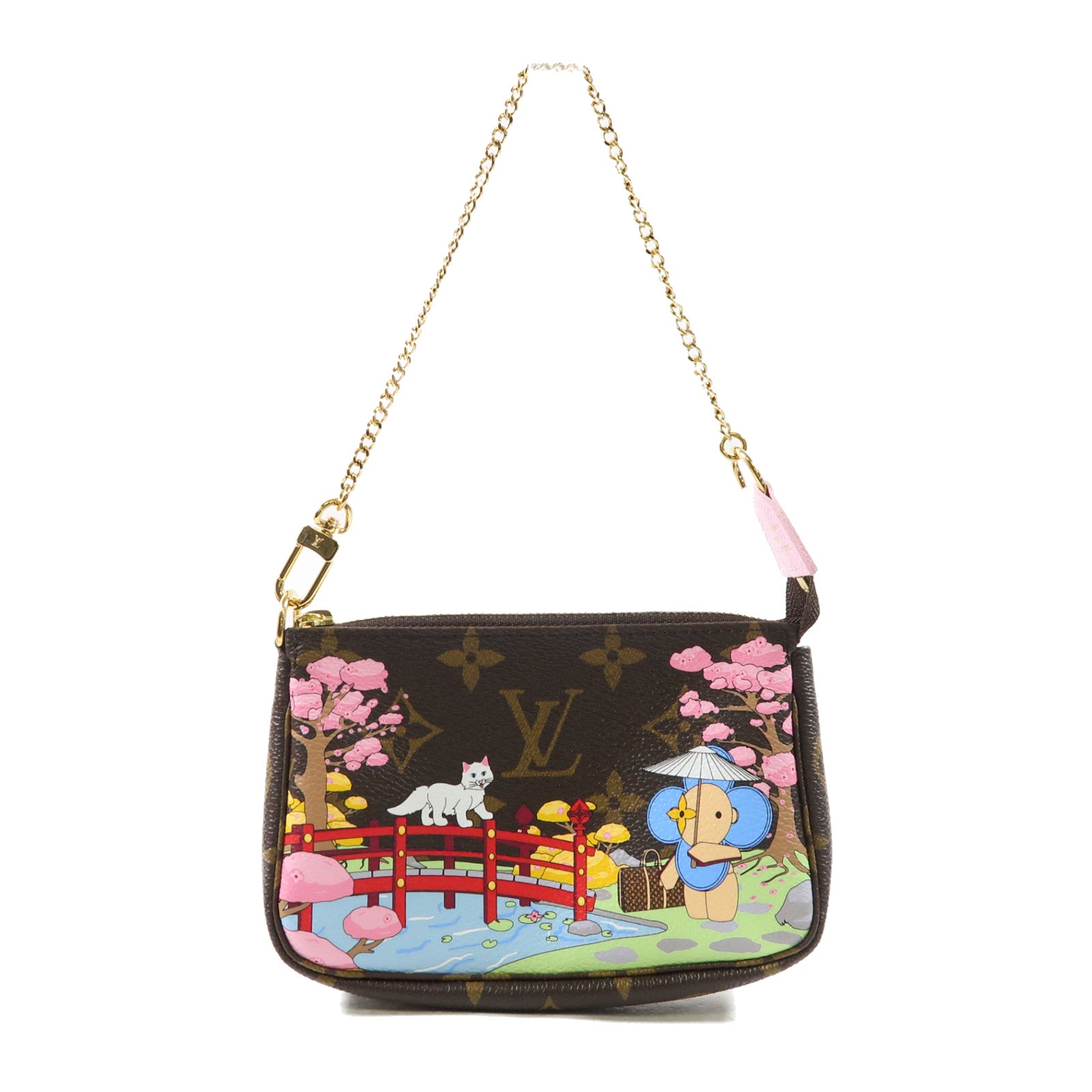 LOUIS VUITTON Monogram Mini Pochette Accessoires金扣手挽袋啡色/彩色