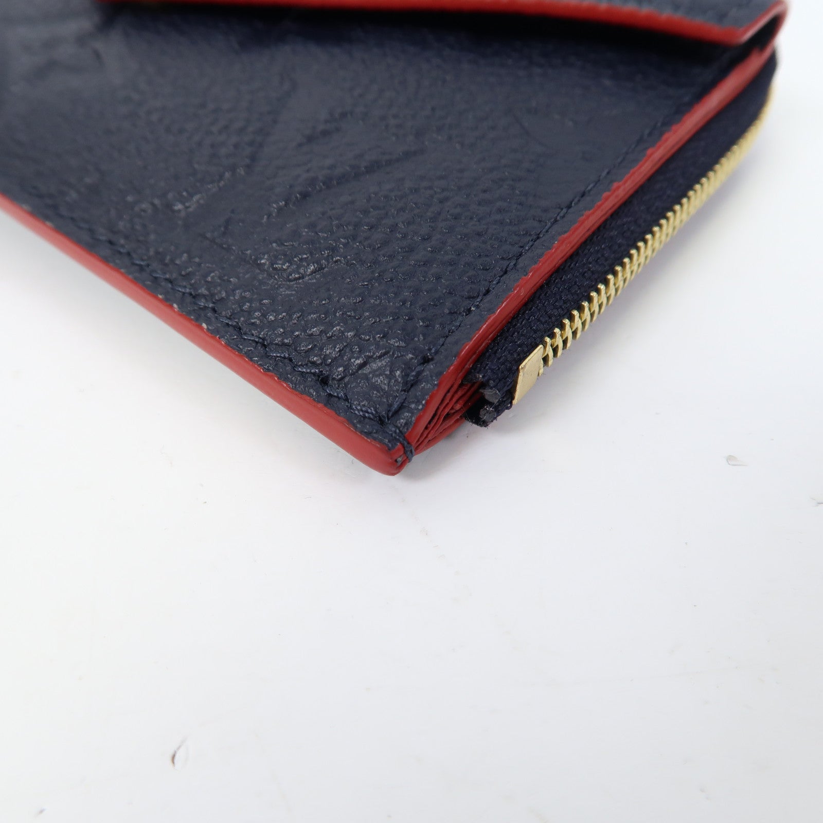 LOUIS VUITTON Monogram Empreinte Recto Verso金扣卡片套深藍色