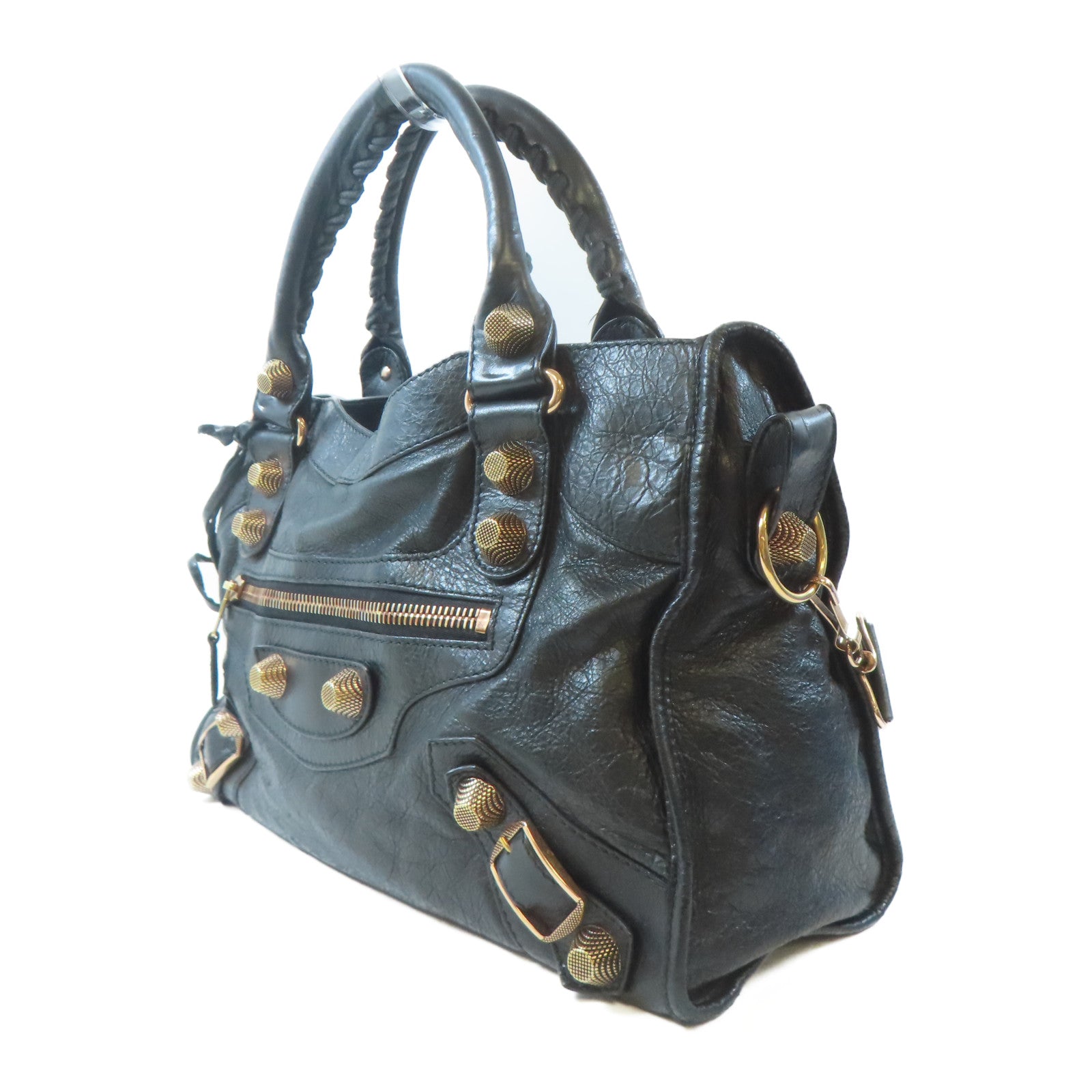 BALENCIAGA 牛皮皮革Giant City金扣手挽肩背兩用袋黑色