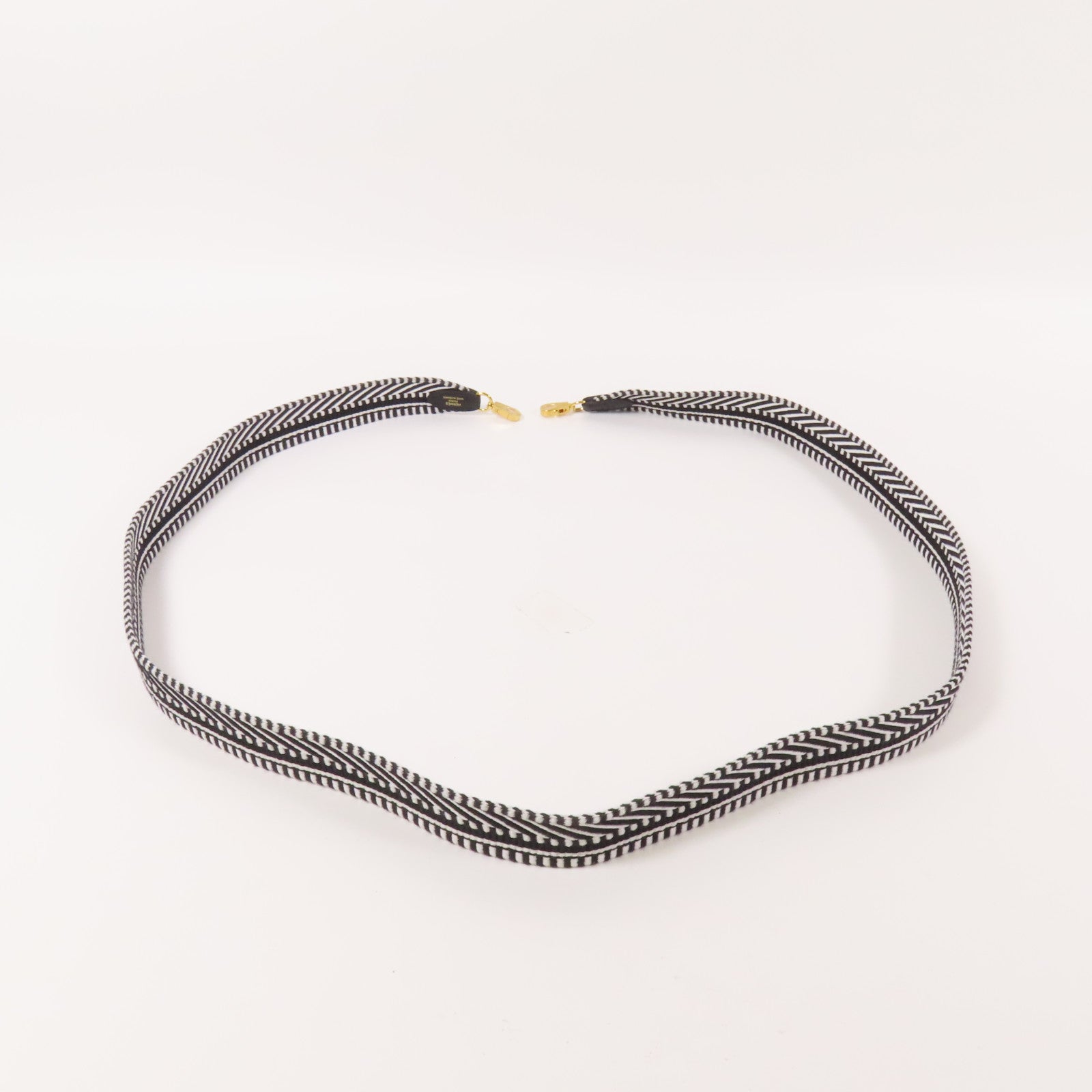 HERMES 帆布Strap金扣肩背帶Noir/White