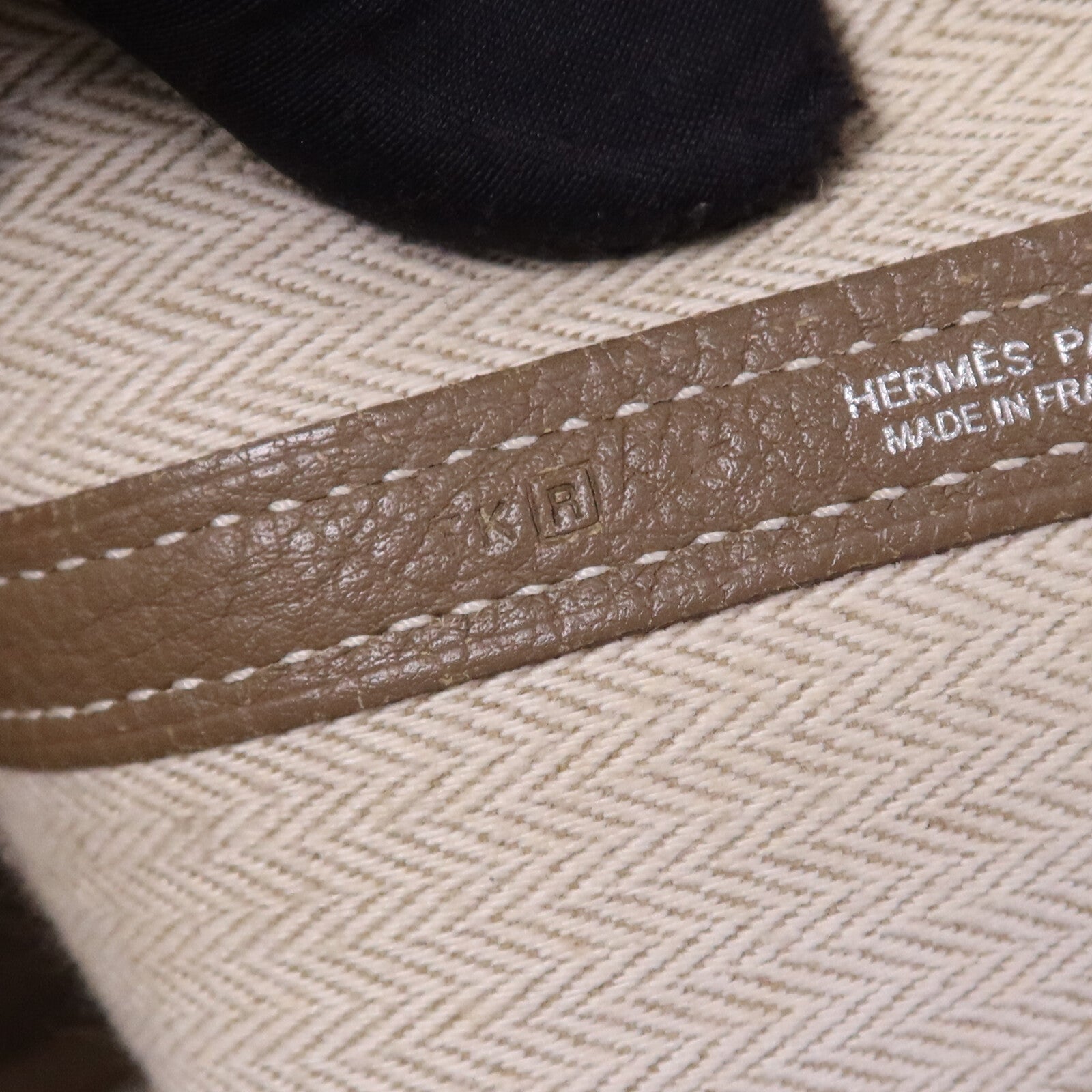 HERMES Clemence皮革GardenParty PM銀扣手挽袋Etoupe