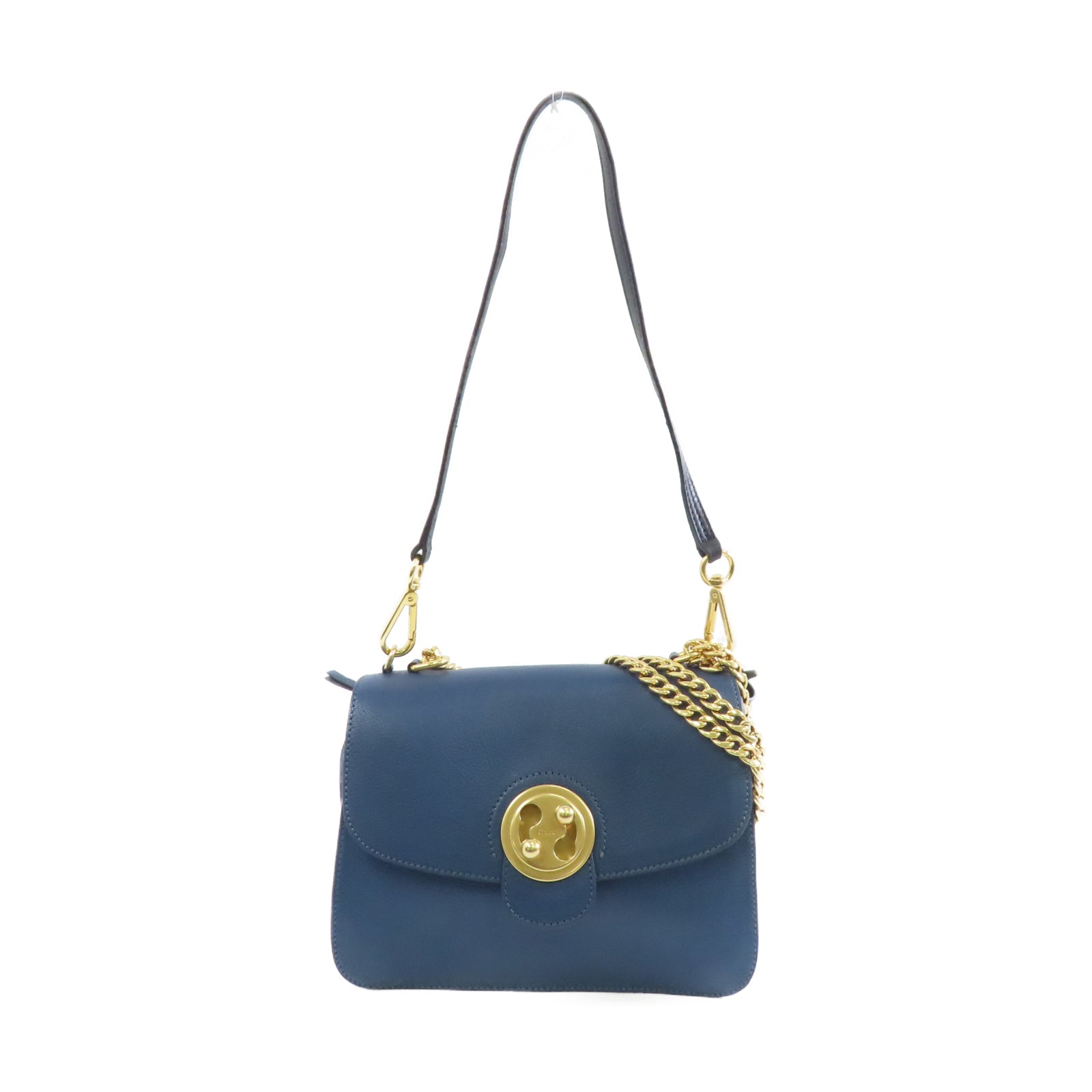 Chloe 【激減優惠】牛皮皮革Sacs Porte Epau金扣手挽肩背兩用袋藍色