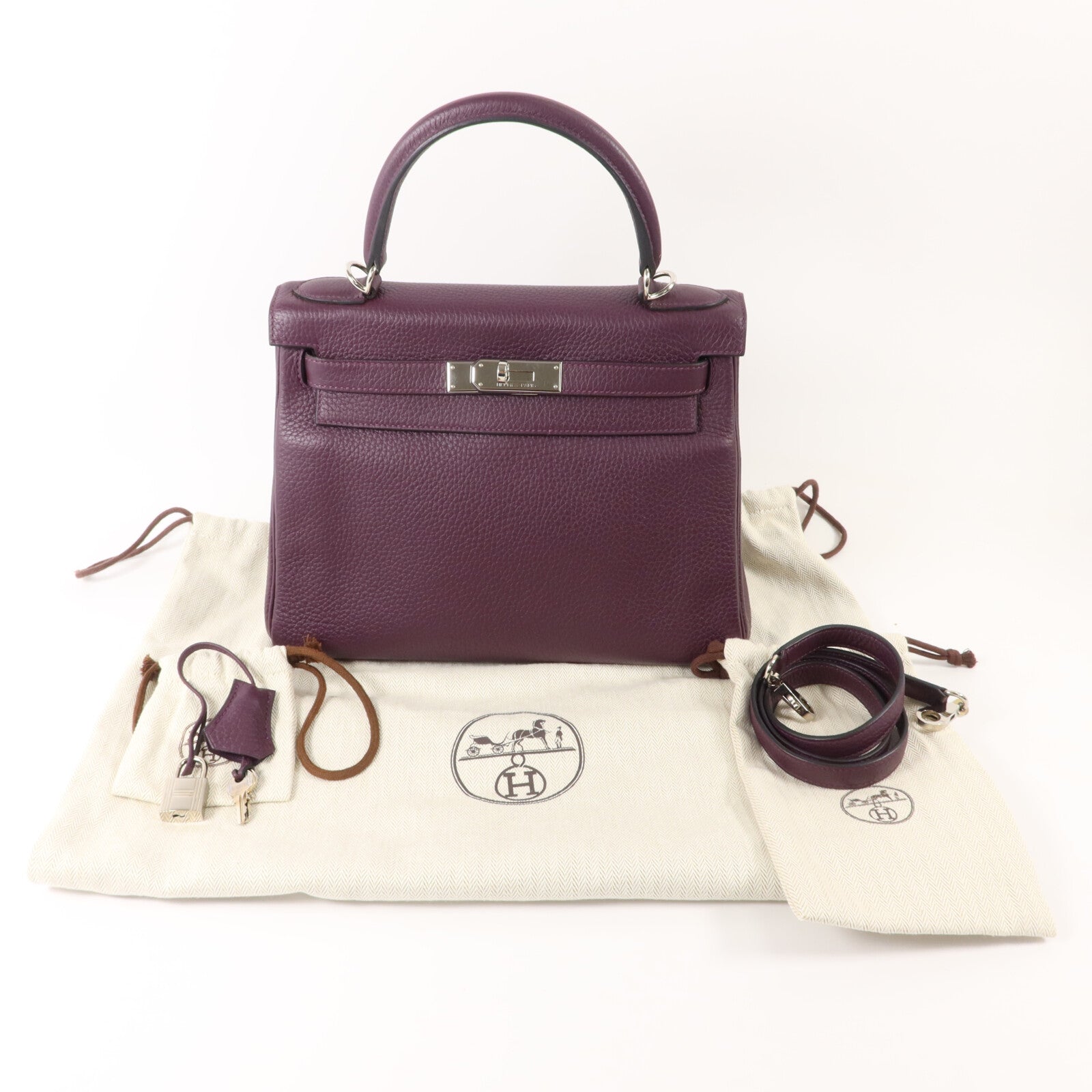 HERMES Togo皮革Kelly 28手挽肩背兩用袋Cassis