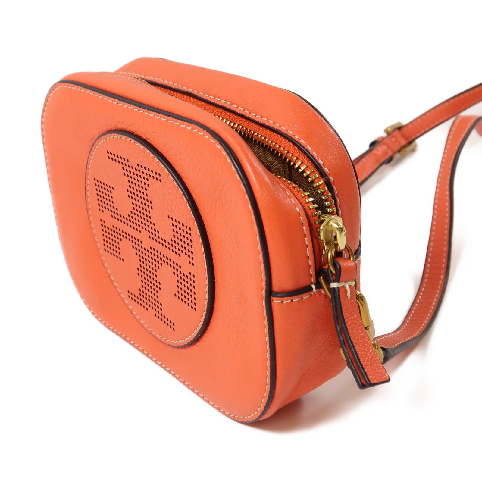 Tory Burch 牛皮皮革Shoulder Bag金扣肩背袋橙色