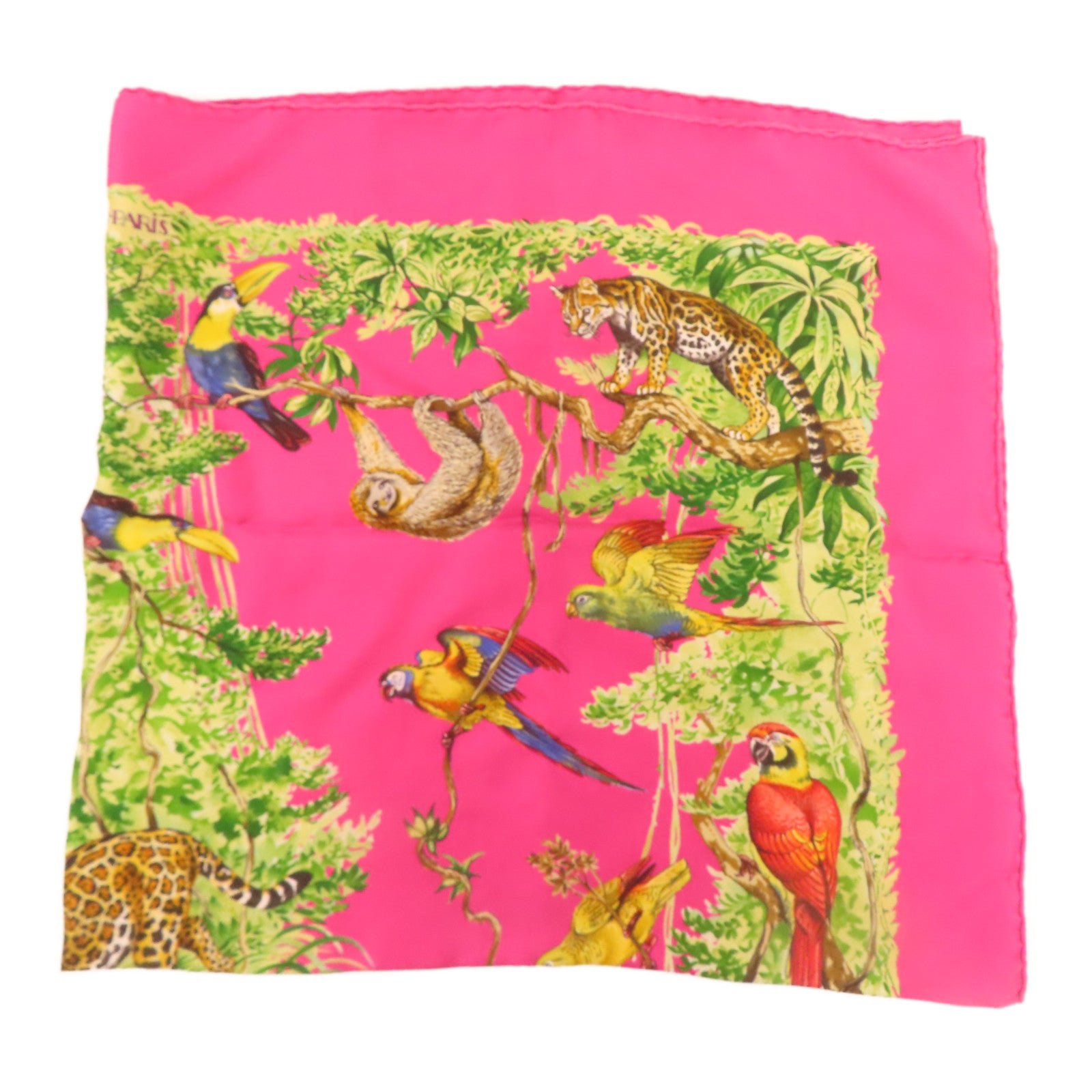 HERMES Scarf 90x90 Silk Pink