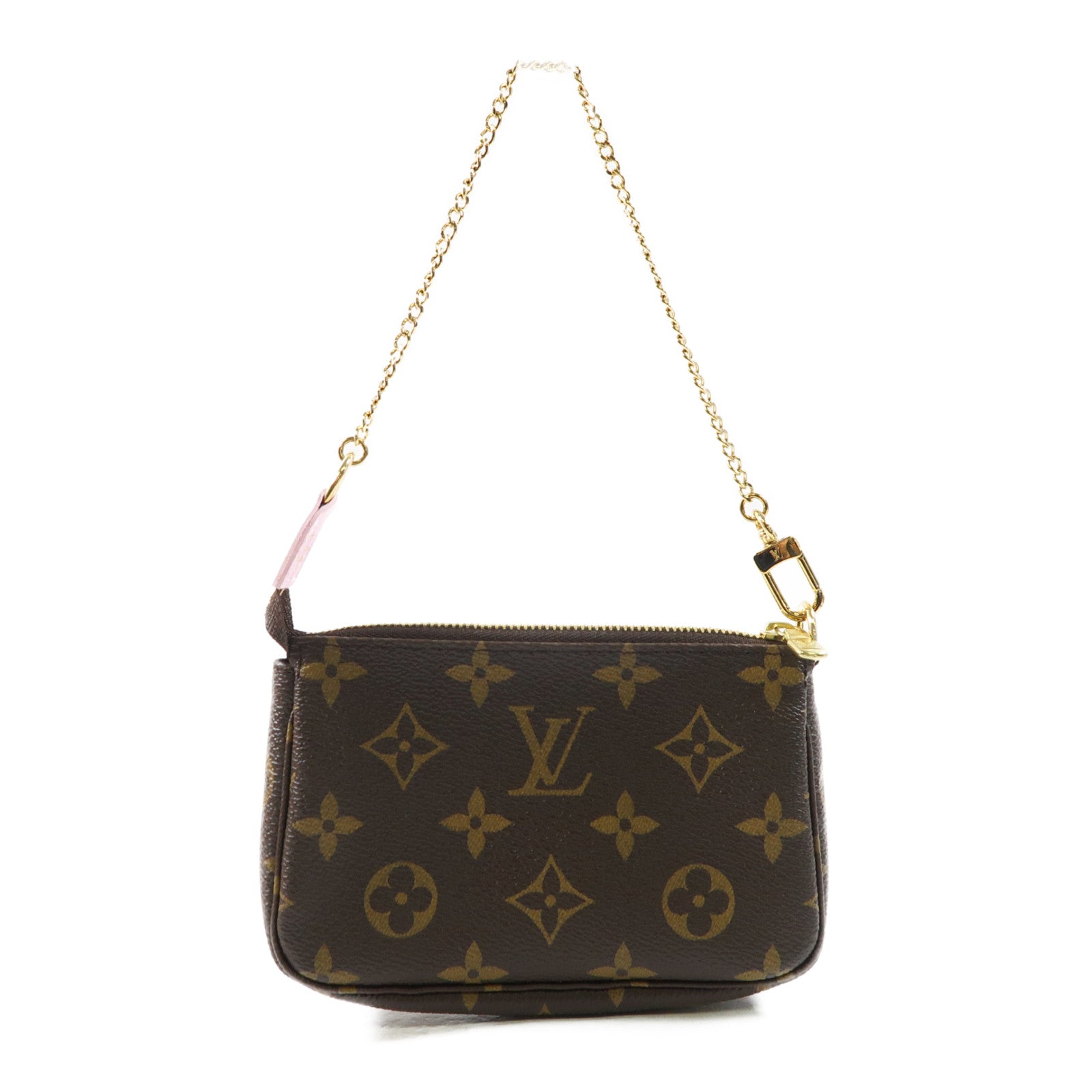 LOUIS VUITTON Monogram Mini Pochette Accessoires金扣手挽袋啡色/彩色