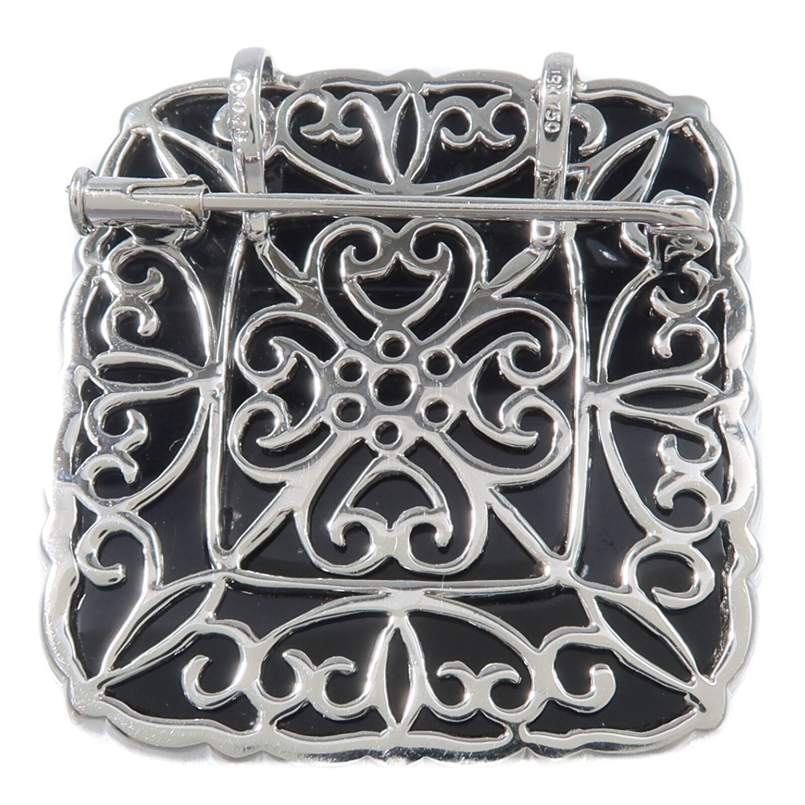 JEWELRY 18K白金Onyx Diamond Brooch縞瑪瑙/鑽石胸針