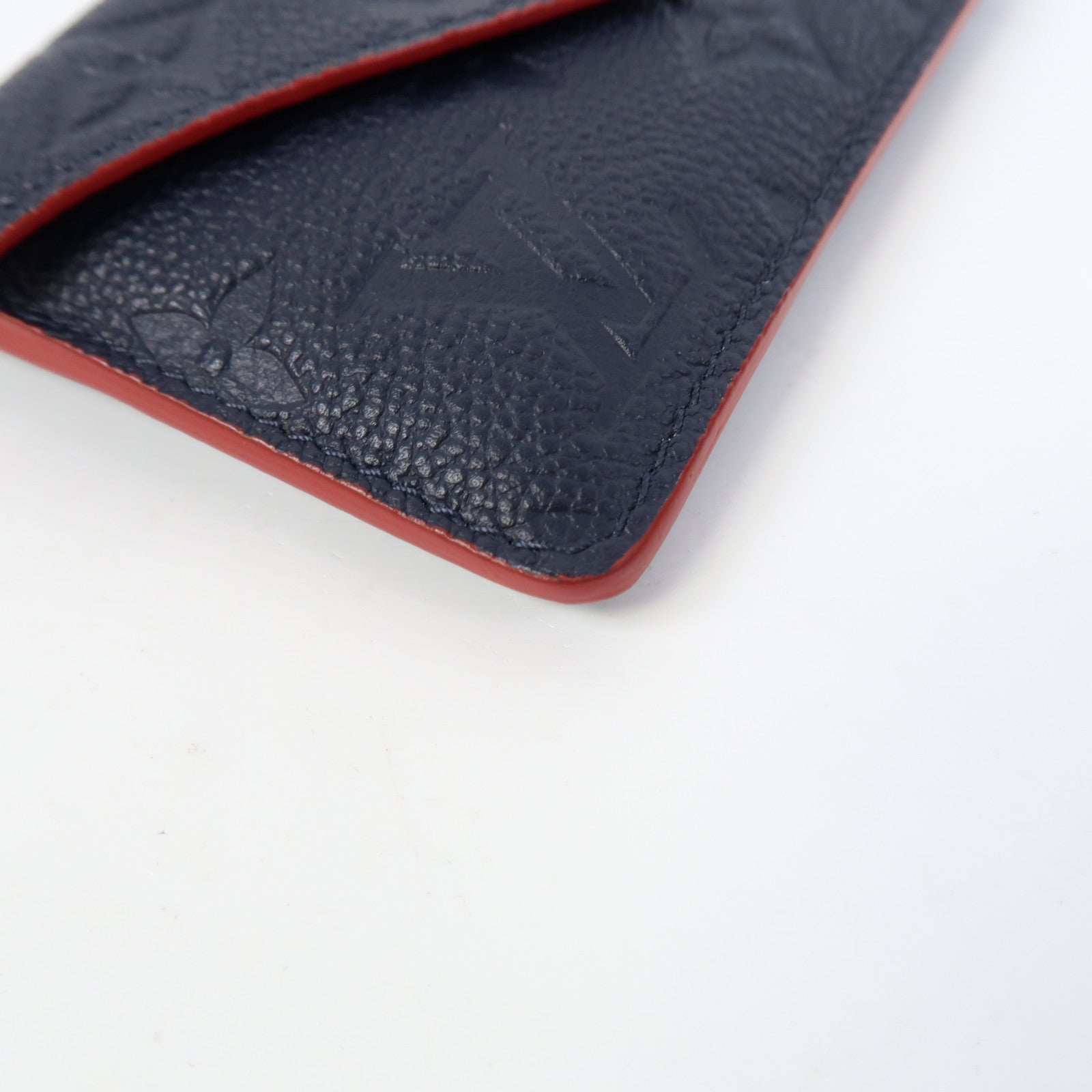 LOUIS VUITTON Monogram Empreinte Recto Verso金扣卡片套深藍色