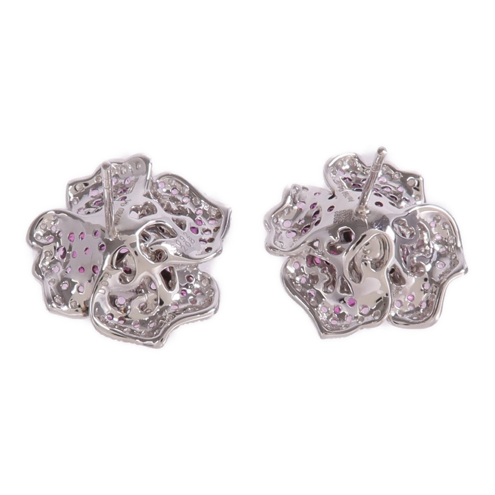 JEWELRY 18K白金Sapphire Diamond Earrings粉紅色藍寶石/鑽石耳環