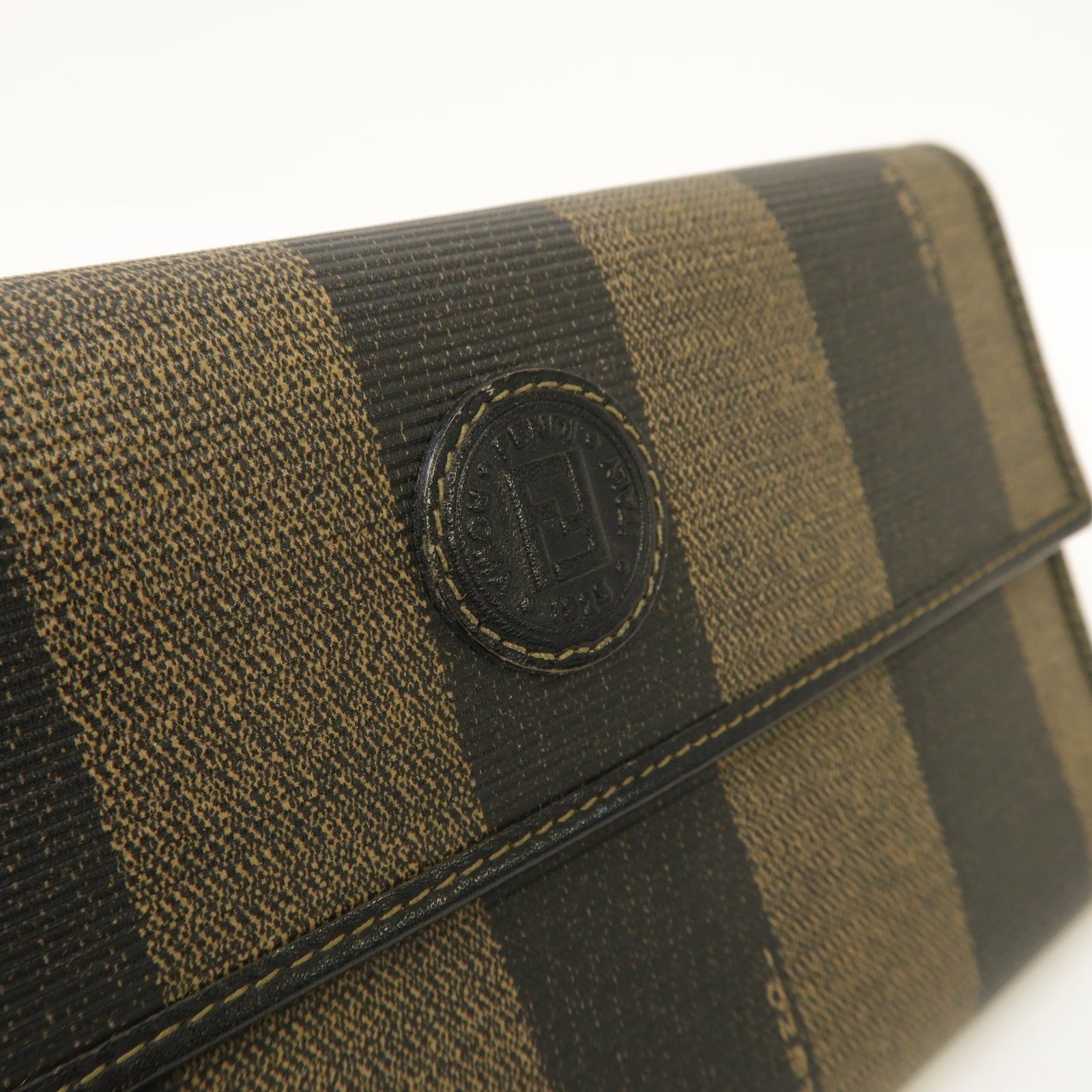 FENDI 【激減優惠】塗層帆布Long wallet金扣長錢包黑色/啡色