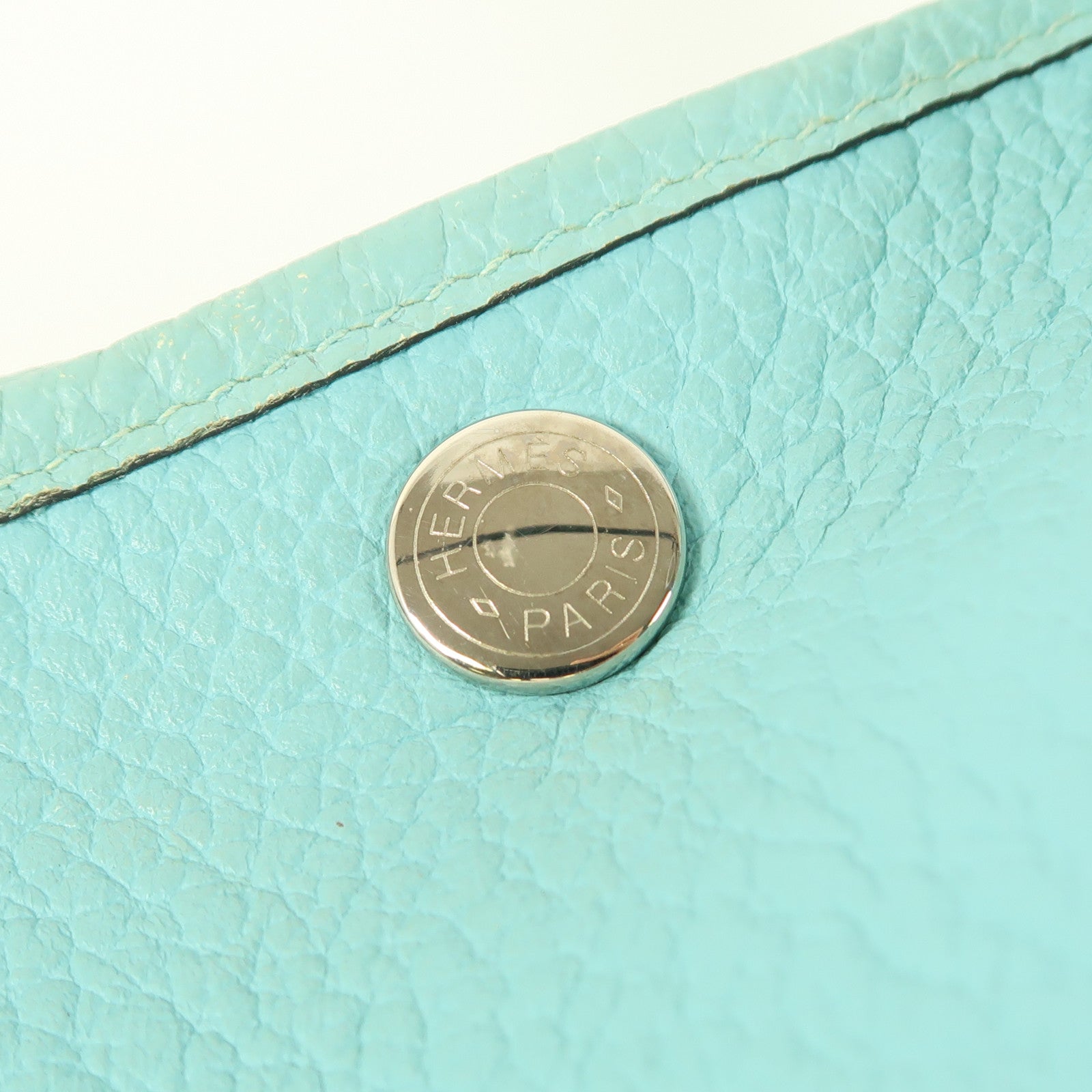 HERMES Country皮革Garden Party TPM銀扣手挽袋3P Bleu Atoll