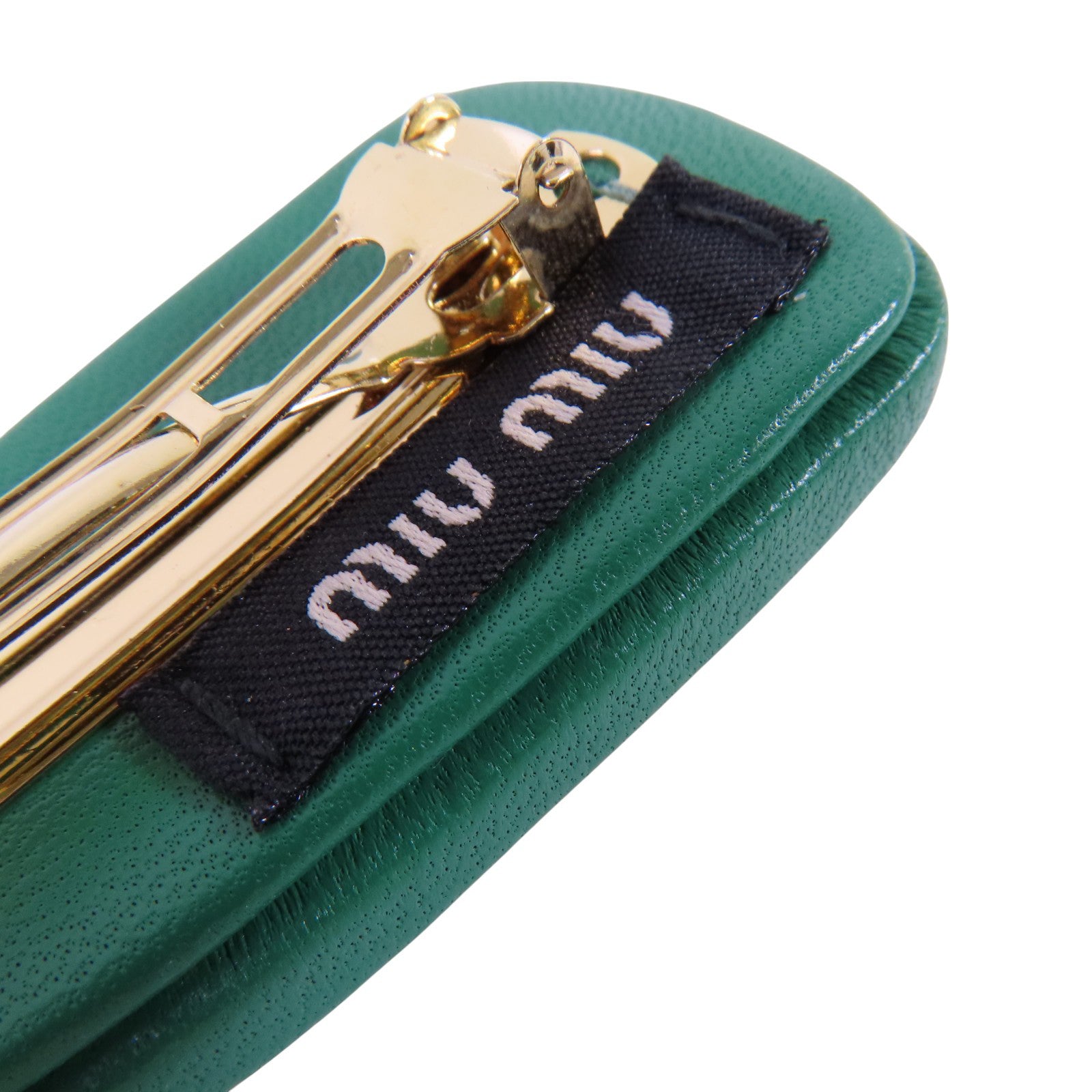 Miu Miu 牛皮皮革Hair Clip金扣髮夾