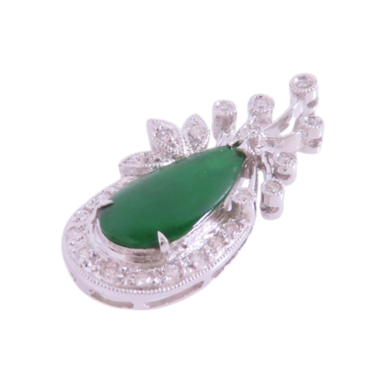JEWELRY 18K白金/翡翠/鑽石Jade Diamond Pendant Top吊墜頭扣