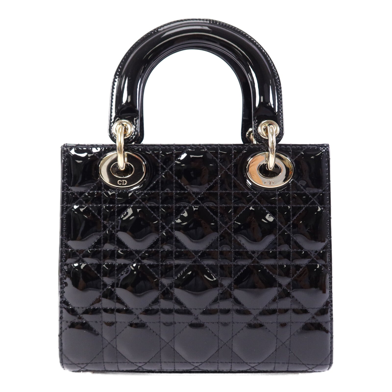 Dior 漆皮皮革Lady Dior Small金扣手挽肩背兩用袋