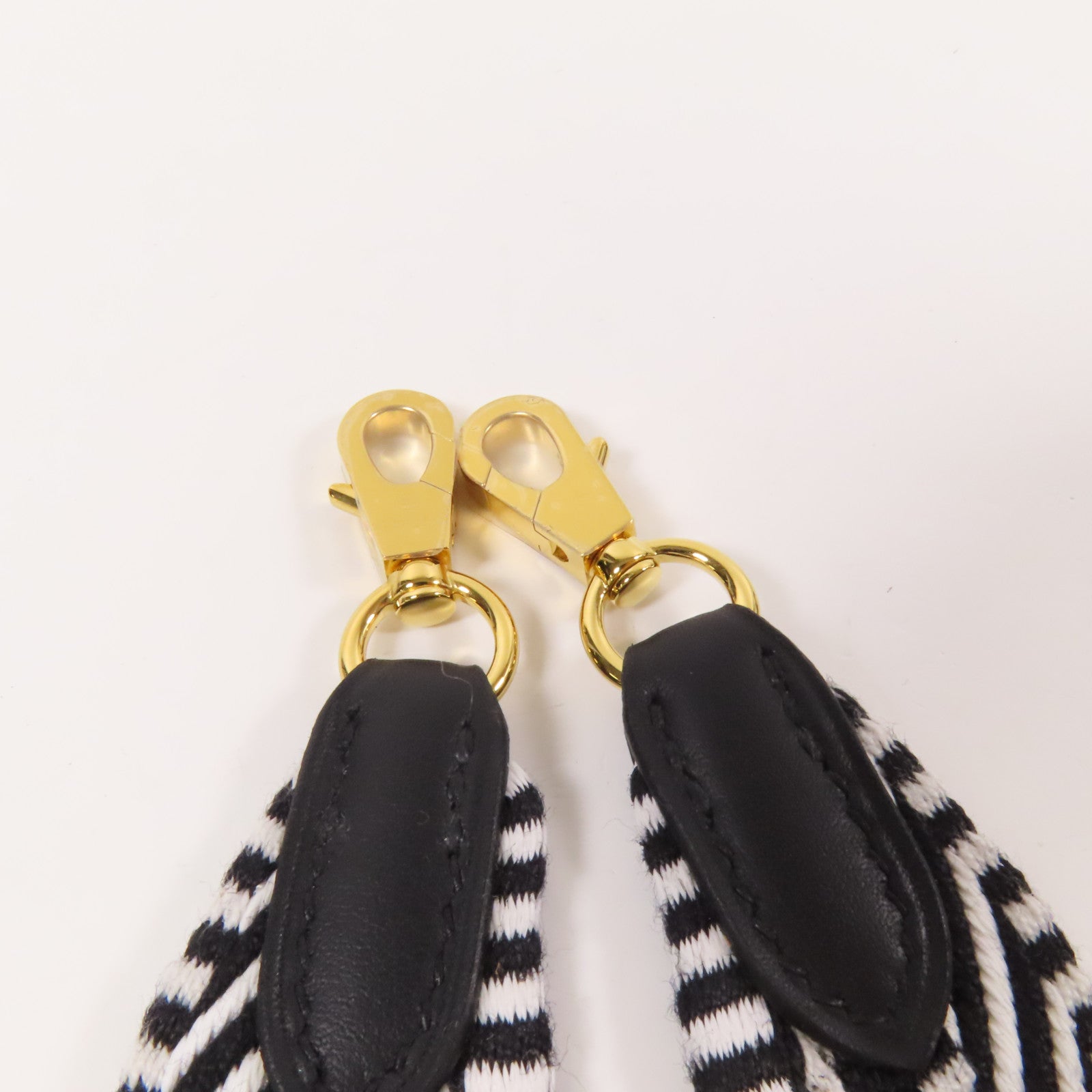 HERMES 帆布Strap金扣肩背帶Noir/White