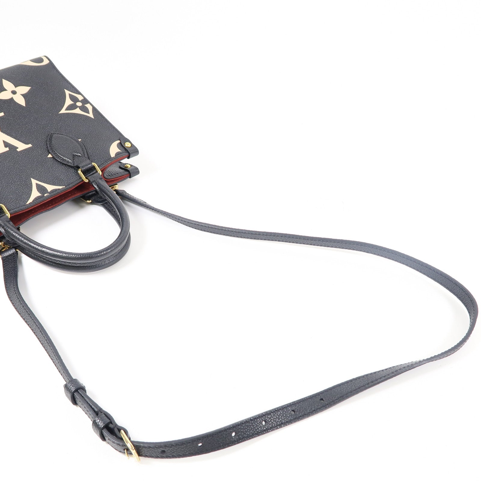 LOUIS VUITTON Monogram Empreinte On The Go金扣手挽肩背兩用袋黑色/米色