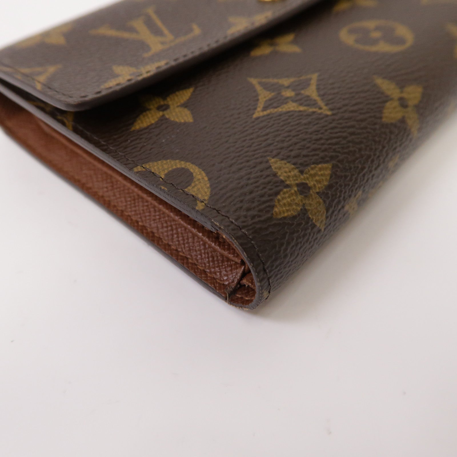 LOUIS VUITTON 【激減優惠】Monogram Porte Tresor Etui Papiers金扣啪鈕錢包啡色