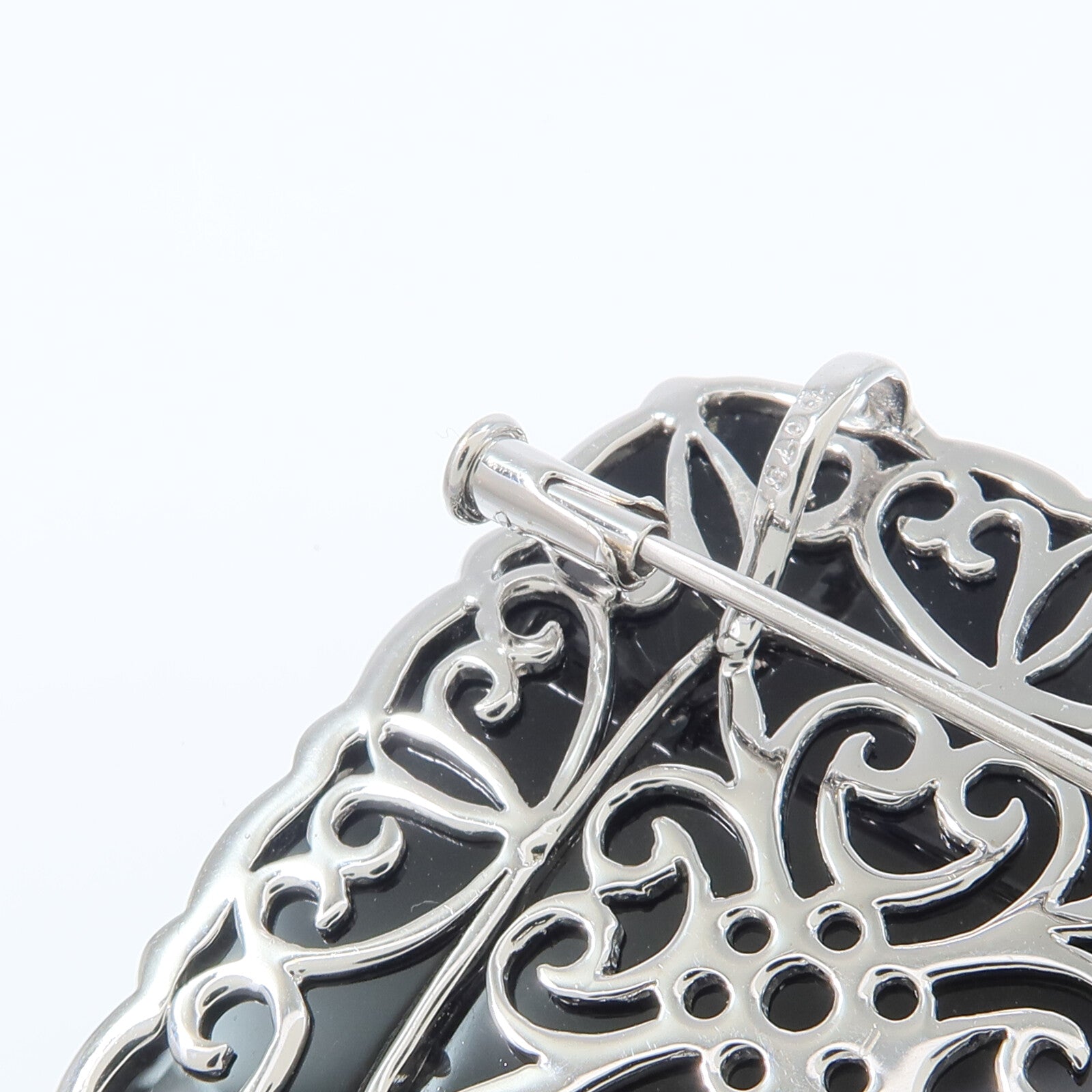 JEWELRY 18K白金Onyx Diamond Brooch縞瑪瑙/鑽石胸針