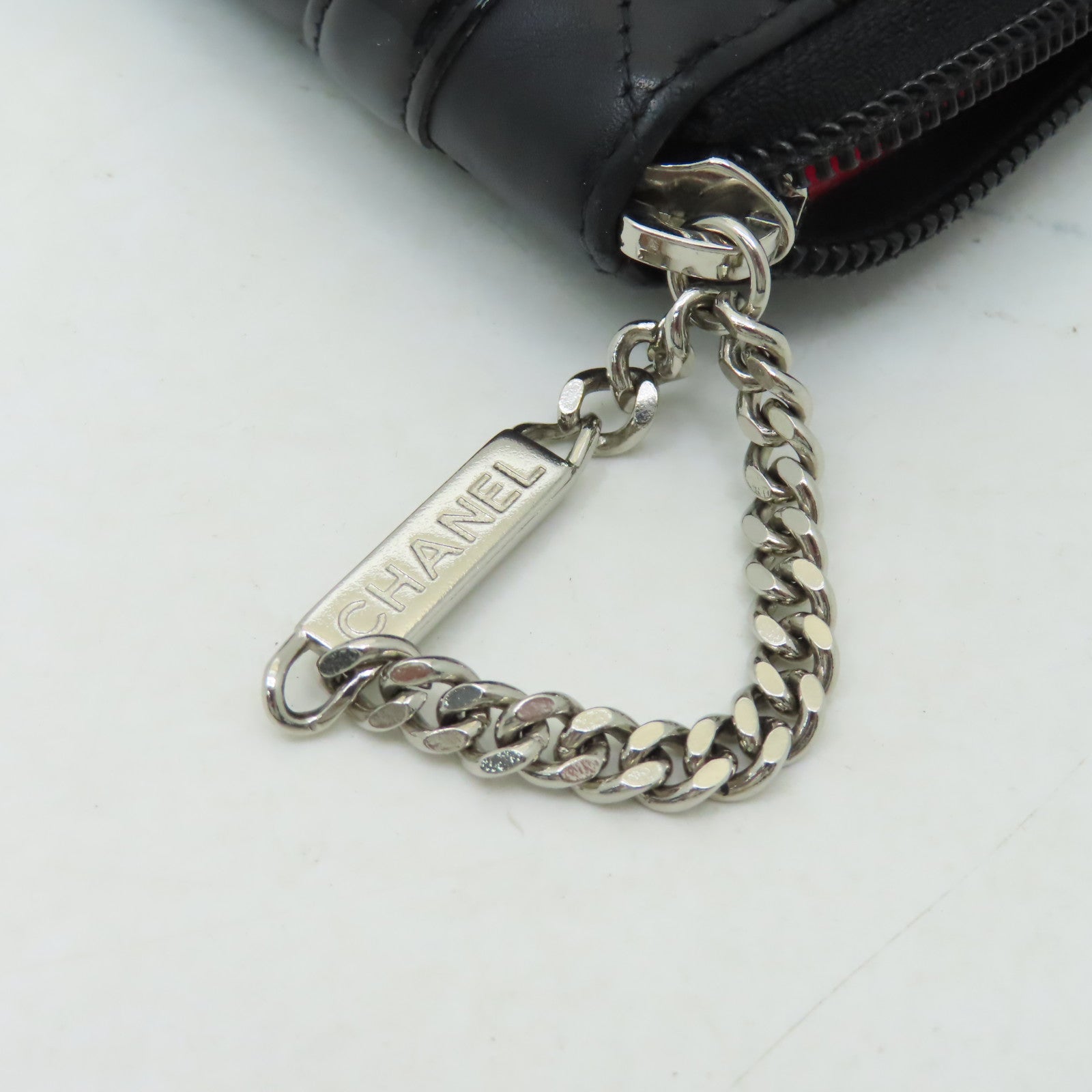 CHANEL 【激減優惠】菱格牛皮皮革Combon Line Wallet銀扣長錢包黑色