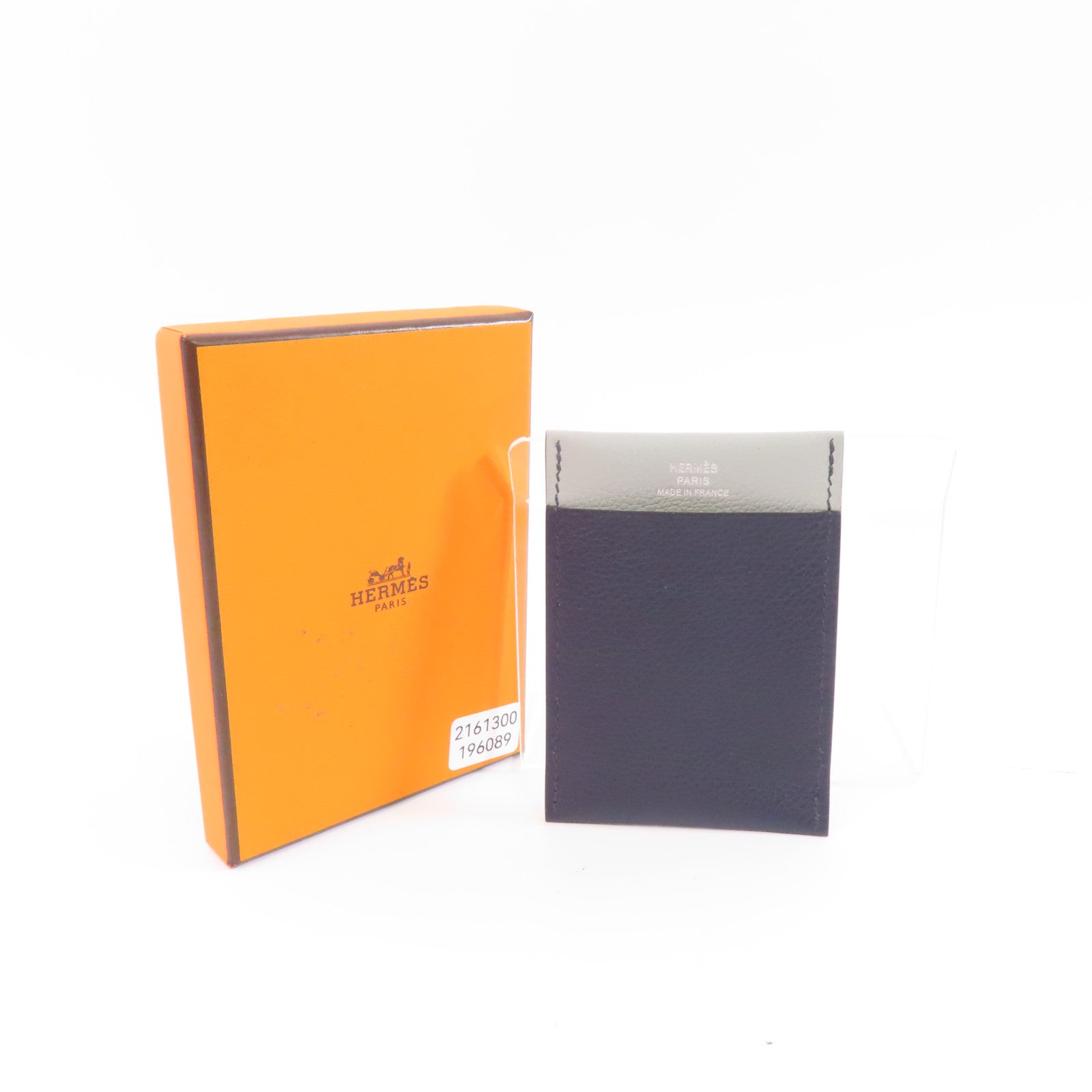 HERMES Clemence皮革Card Case卡片套藍色/灰色