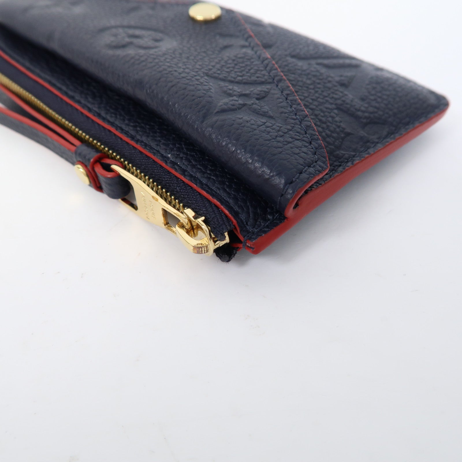 LOUIS VUITTON Monogram Empreinte Recto Verso金扣卡片套深藍色