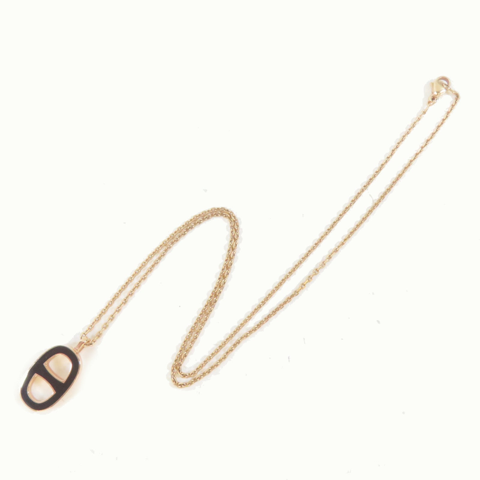 HERMES 金屬Chaine D'Ancre項鍊金色/黑色#42cm