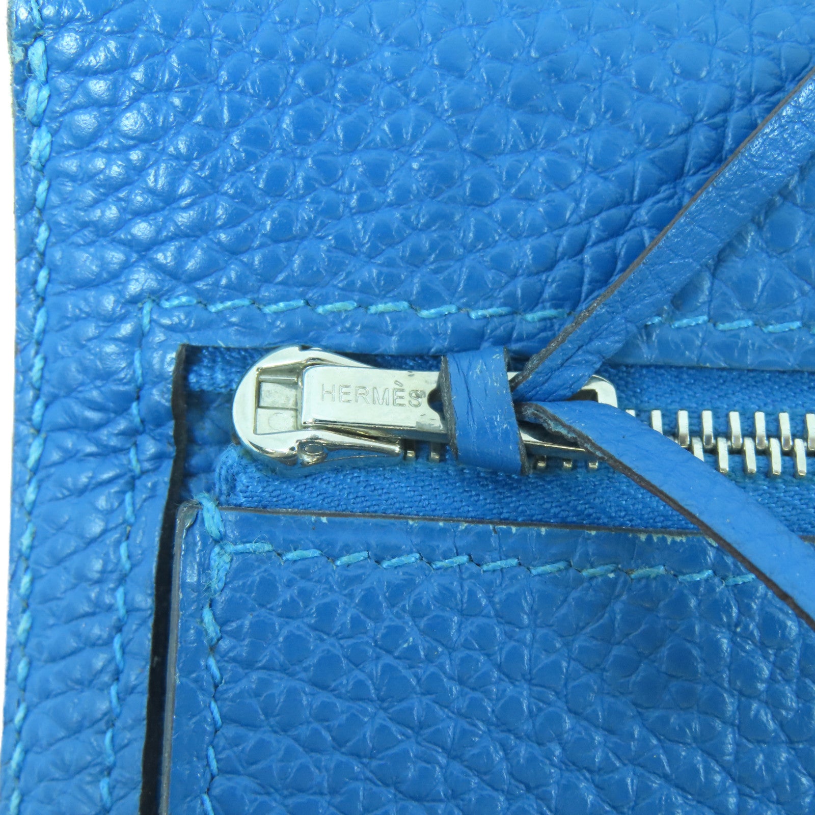 HERMES 【激減優惠】Togo皮革Dogon Long Wallet銀扣長錢包藍色
