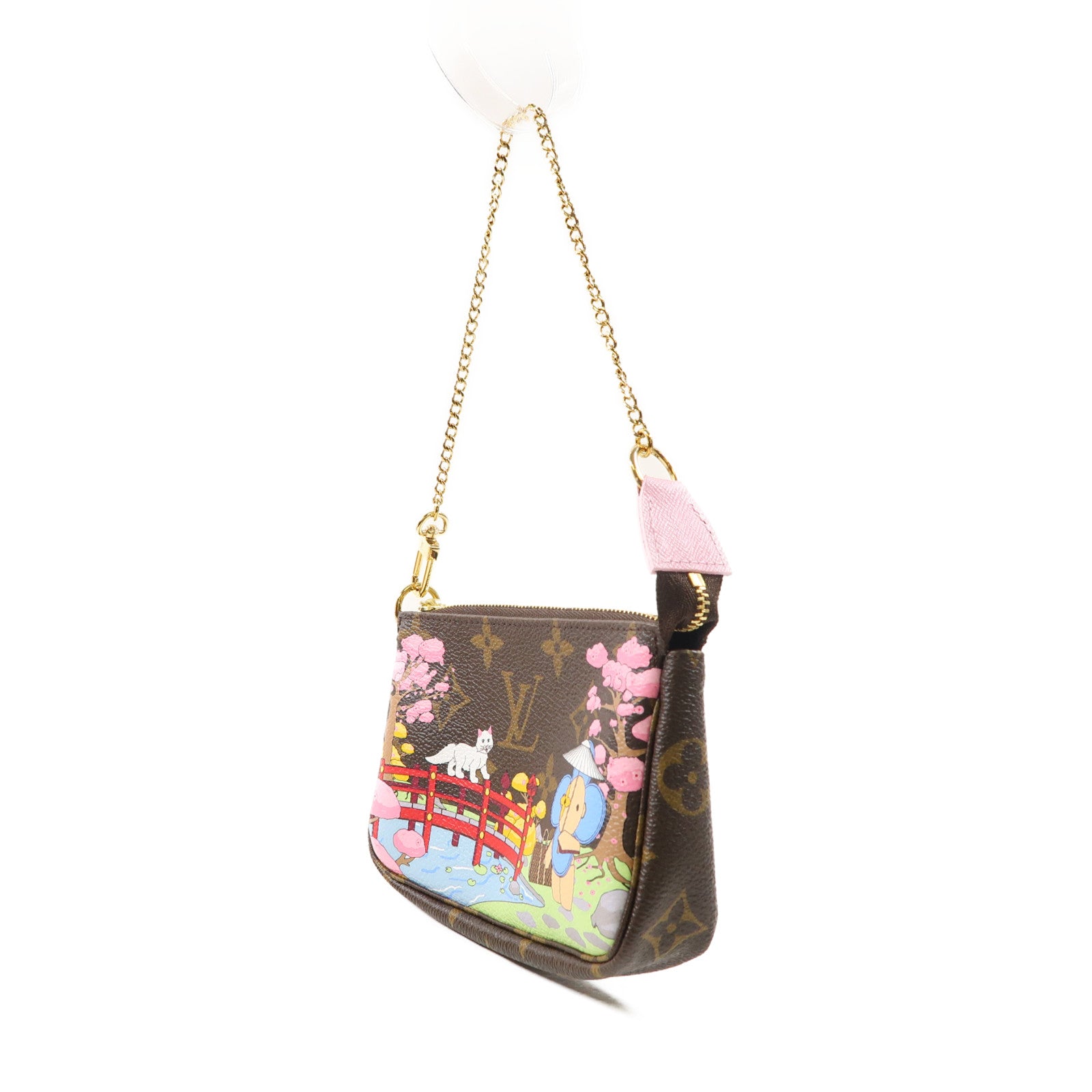LOUIS VUITTON Monogram Mini Pochette Accessoires金扣手挽袋啡色/彩色