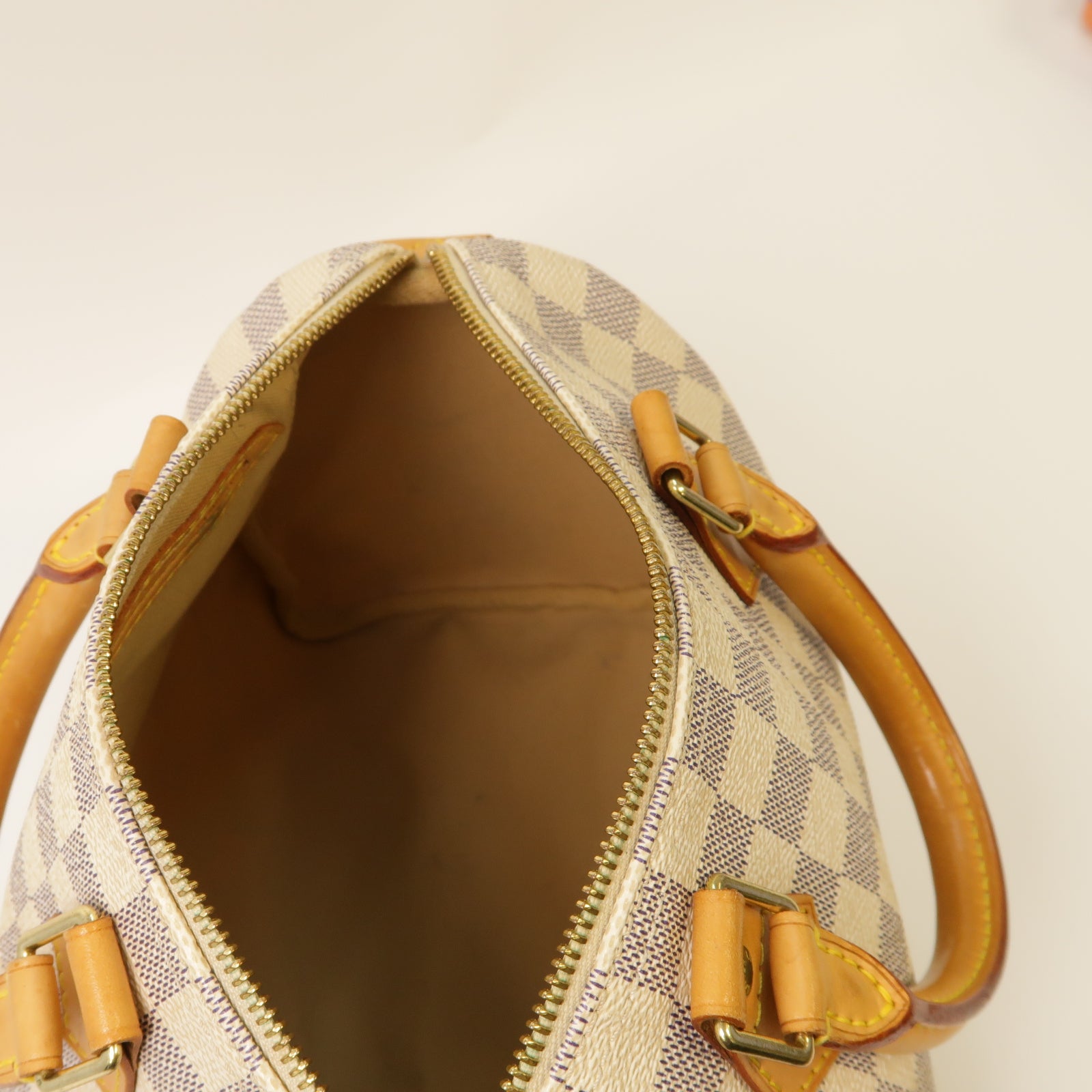 LOUIS VUITTON Damier Azur Speedy 25金扣手挽袋灰色