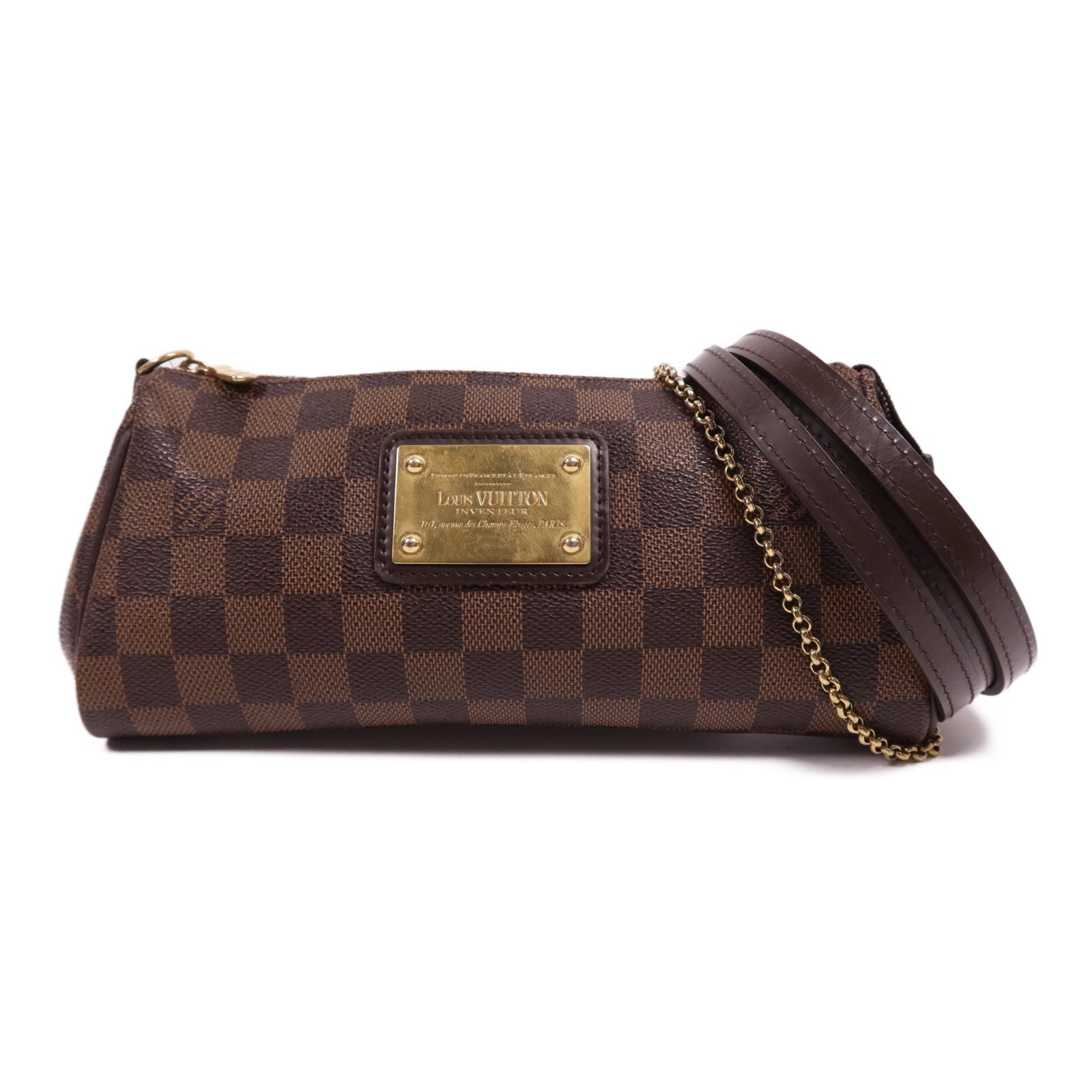 LOUIS VUITTON Damier Eva金扣手挽肩背兩用袋棕色