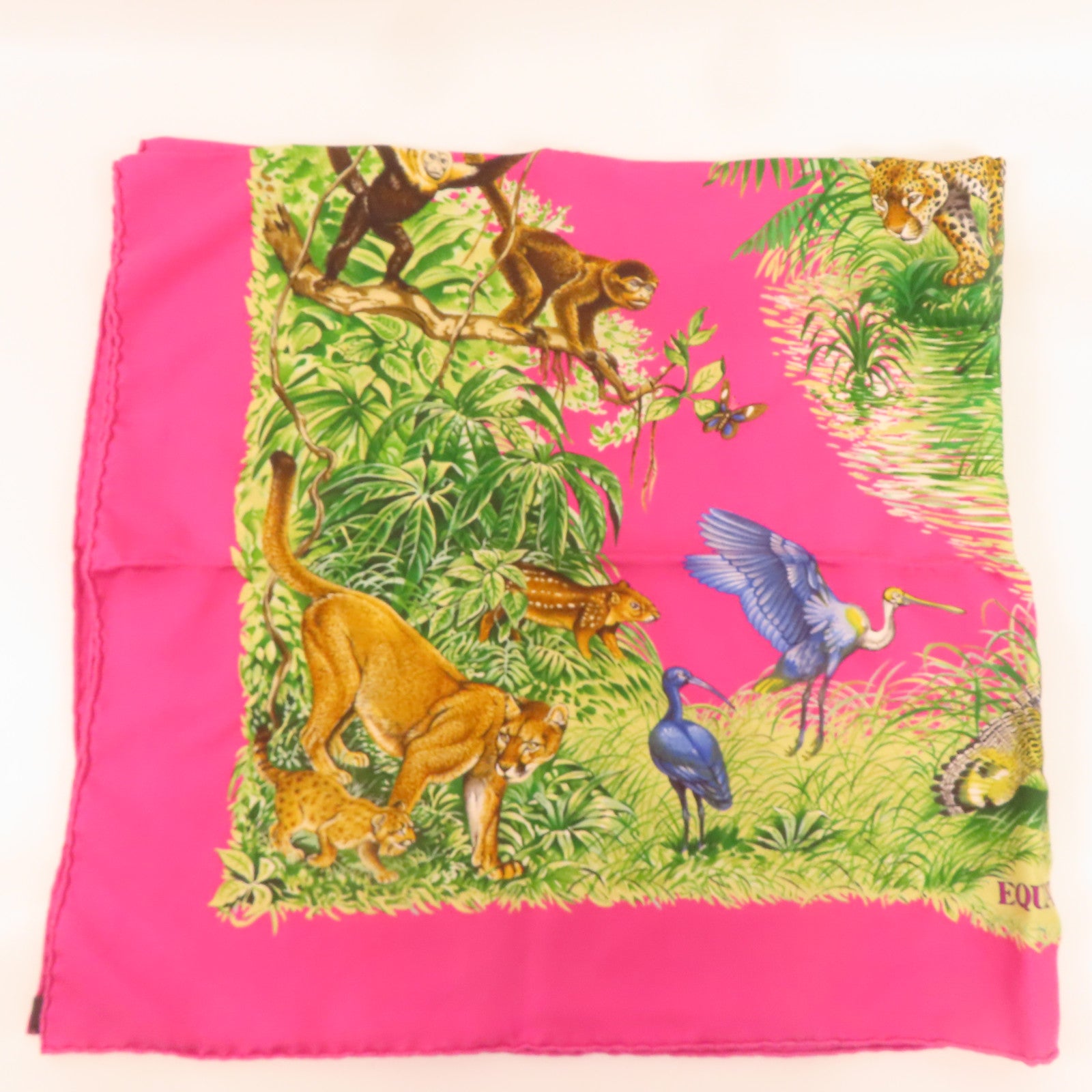 HERMES Scarf 90x90 Silk Pink