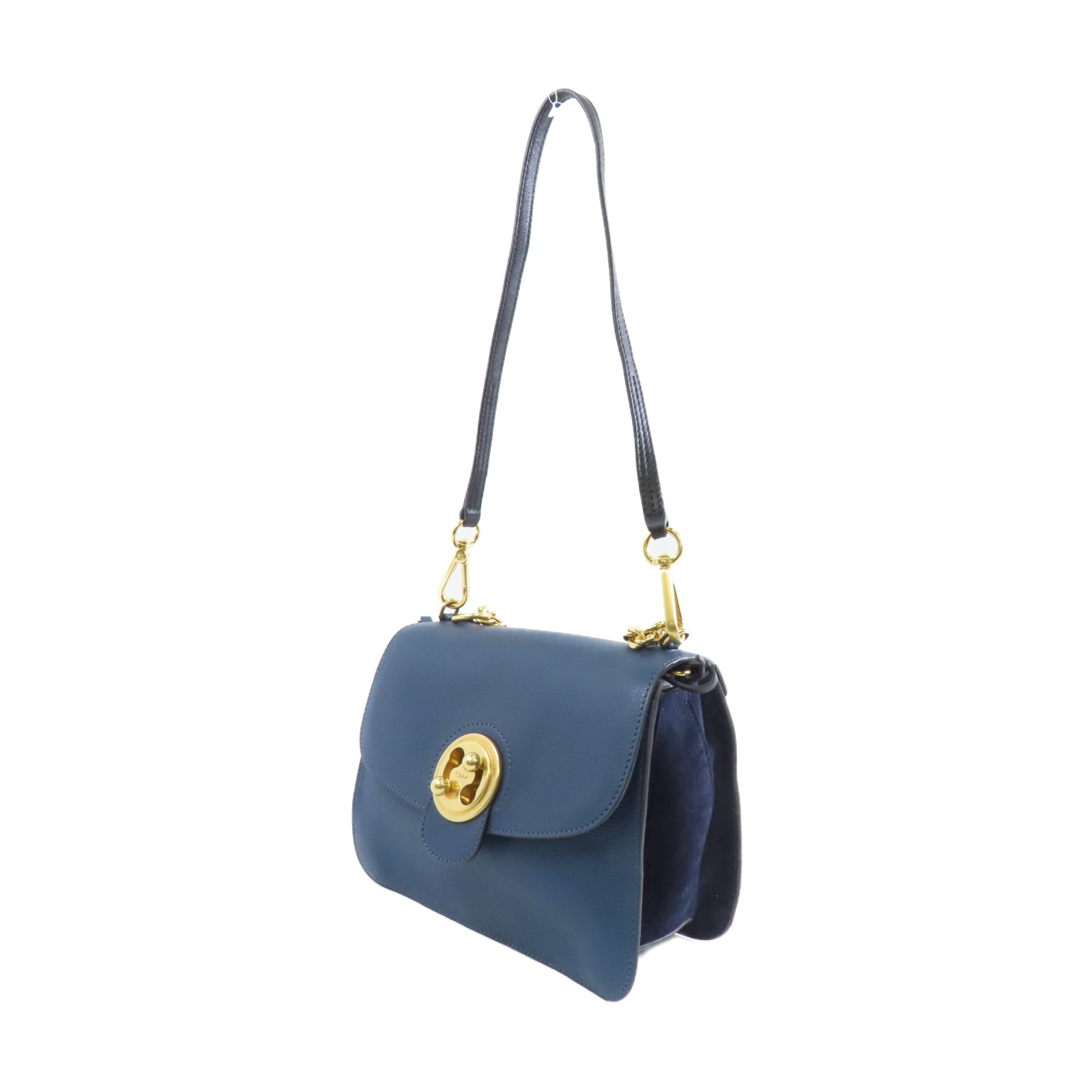Chloe 【激減優惠】牛皮皮革Sacs Porte Epau金扣手挽肩背兩用袋藍色