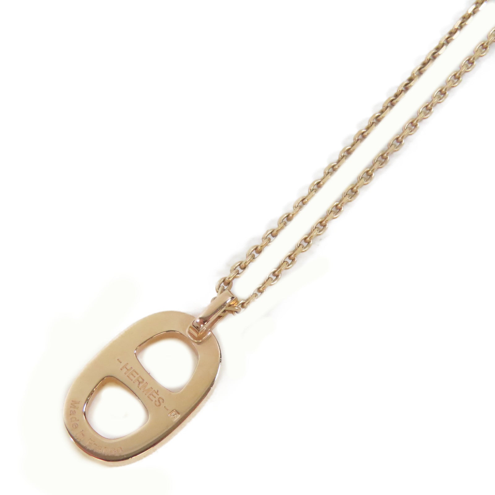 HERMES 金屬Chaine D'Ancre項鍊金色/黑色#42cm
