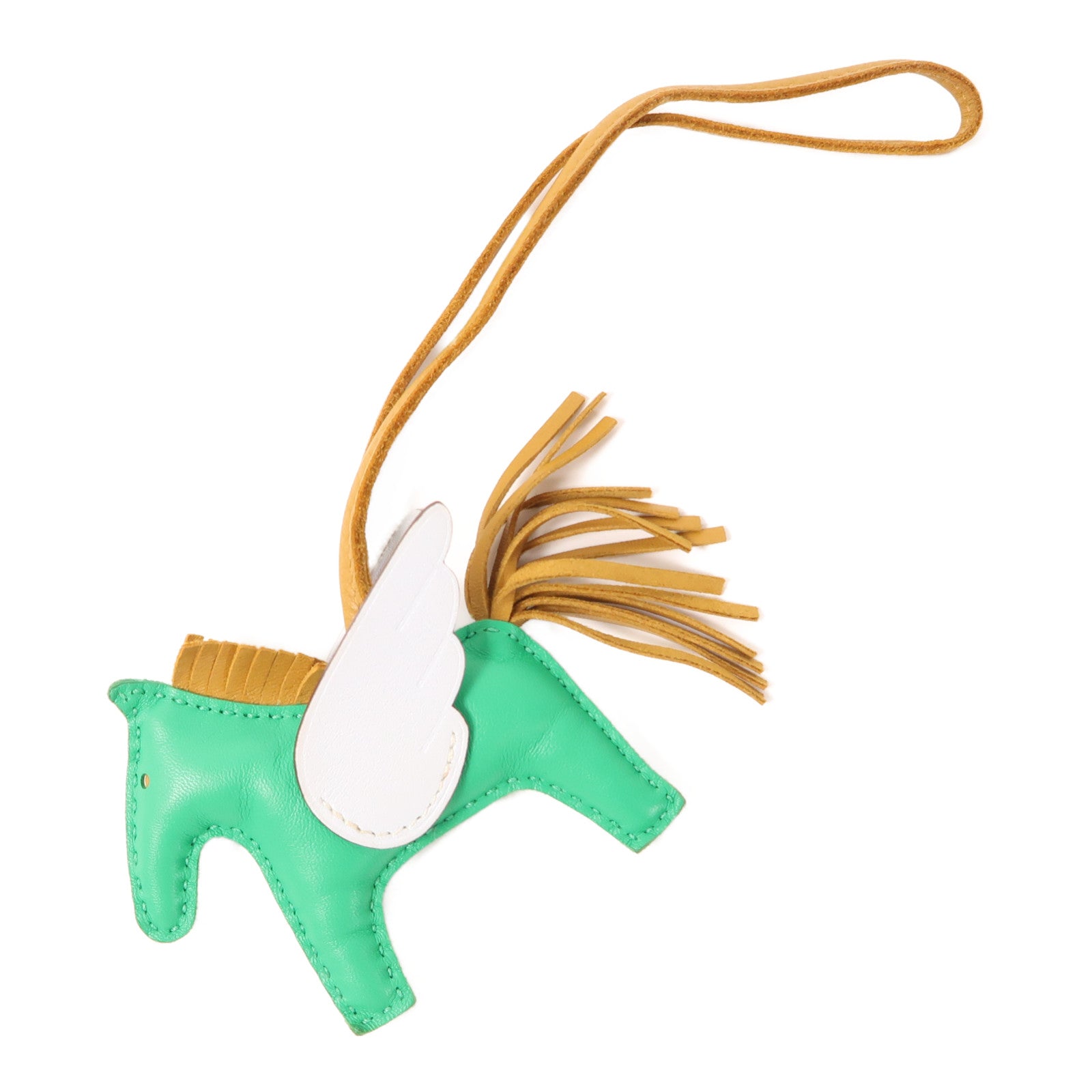 HERMES Rodeo Pegase PM Charm Swift Leather Green/Light Blue/Brown
