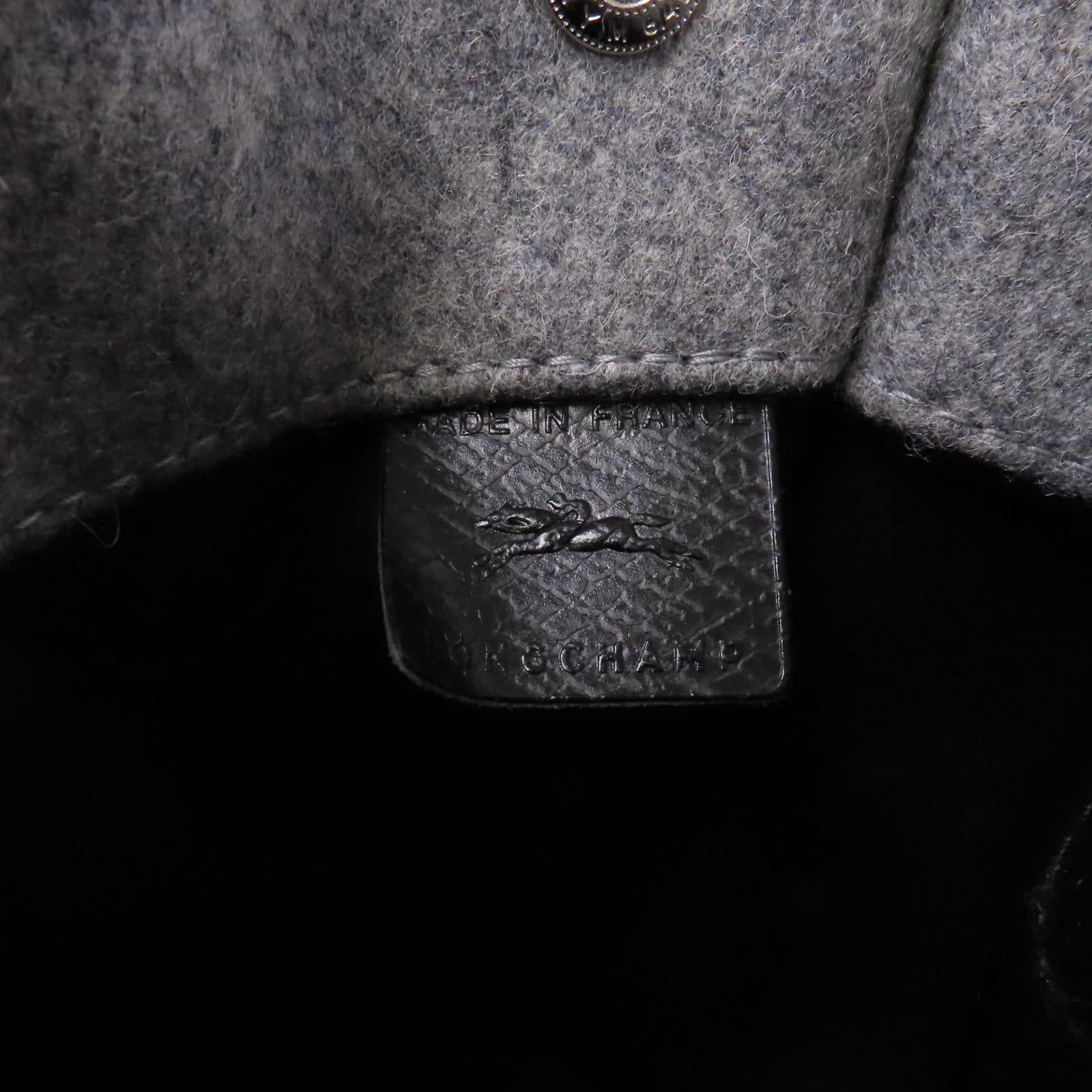 Longchamp 帆布Small Tote銀扣手挽袋灰色
