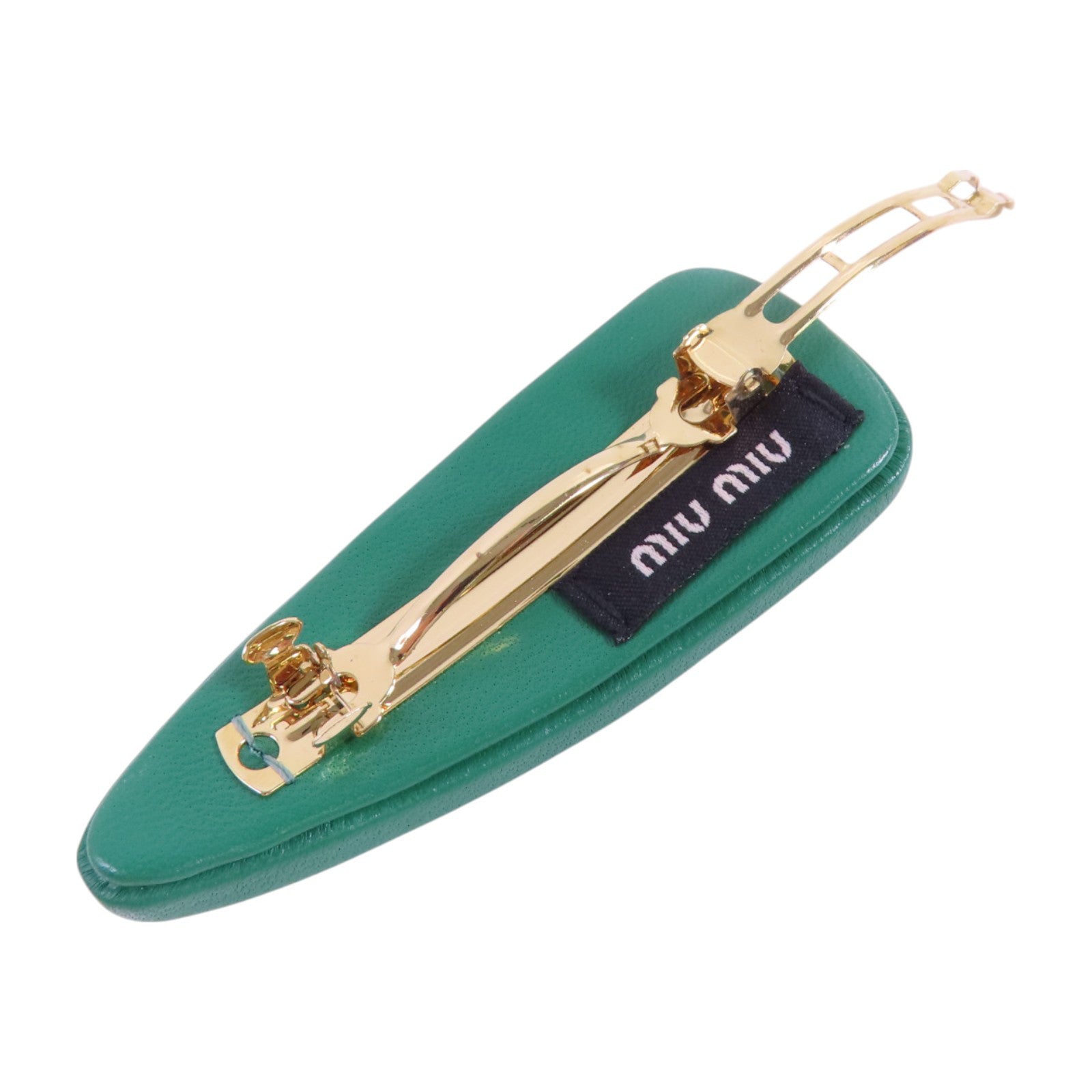 Miu Miu 牛皮皮革Hair Clip金扣髮夾