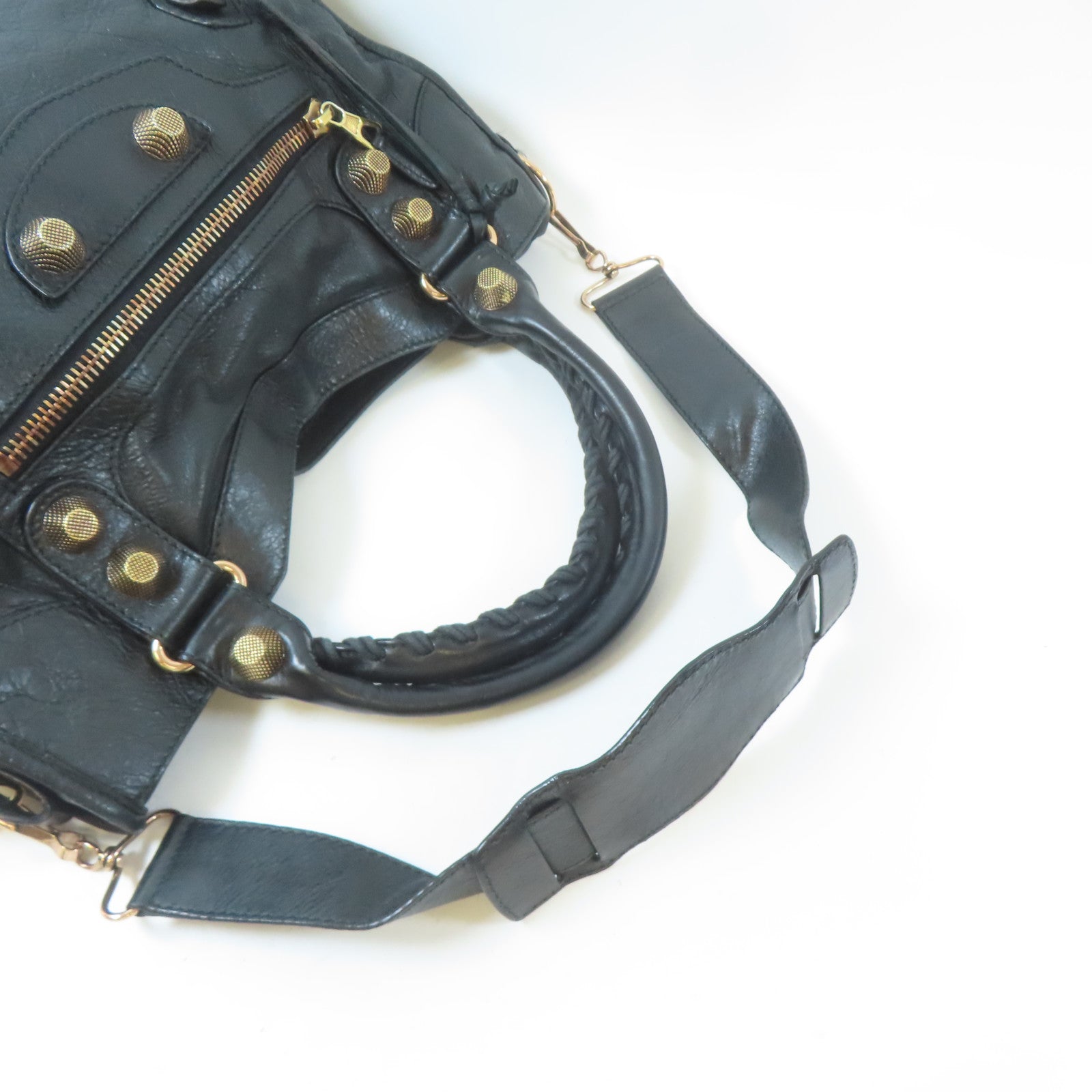 BALENCIAGA 牛皮皮革Giant City金扣手挽肩背兩用袋黑色
