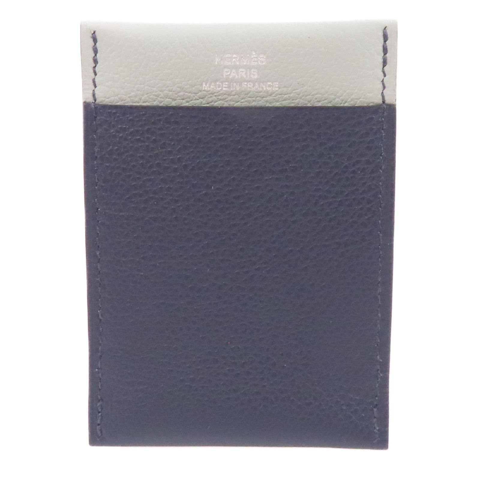 HERMES Clemence皮革Card Case卡片套藍色/灰色