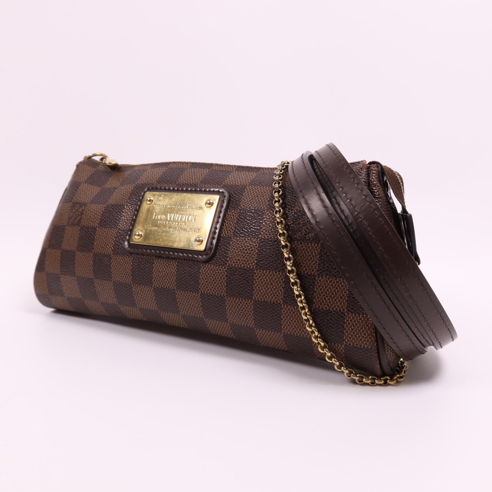 LOUIS VUITTON Damier Eva金扣手挽肩背兩用袋棕色