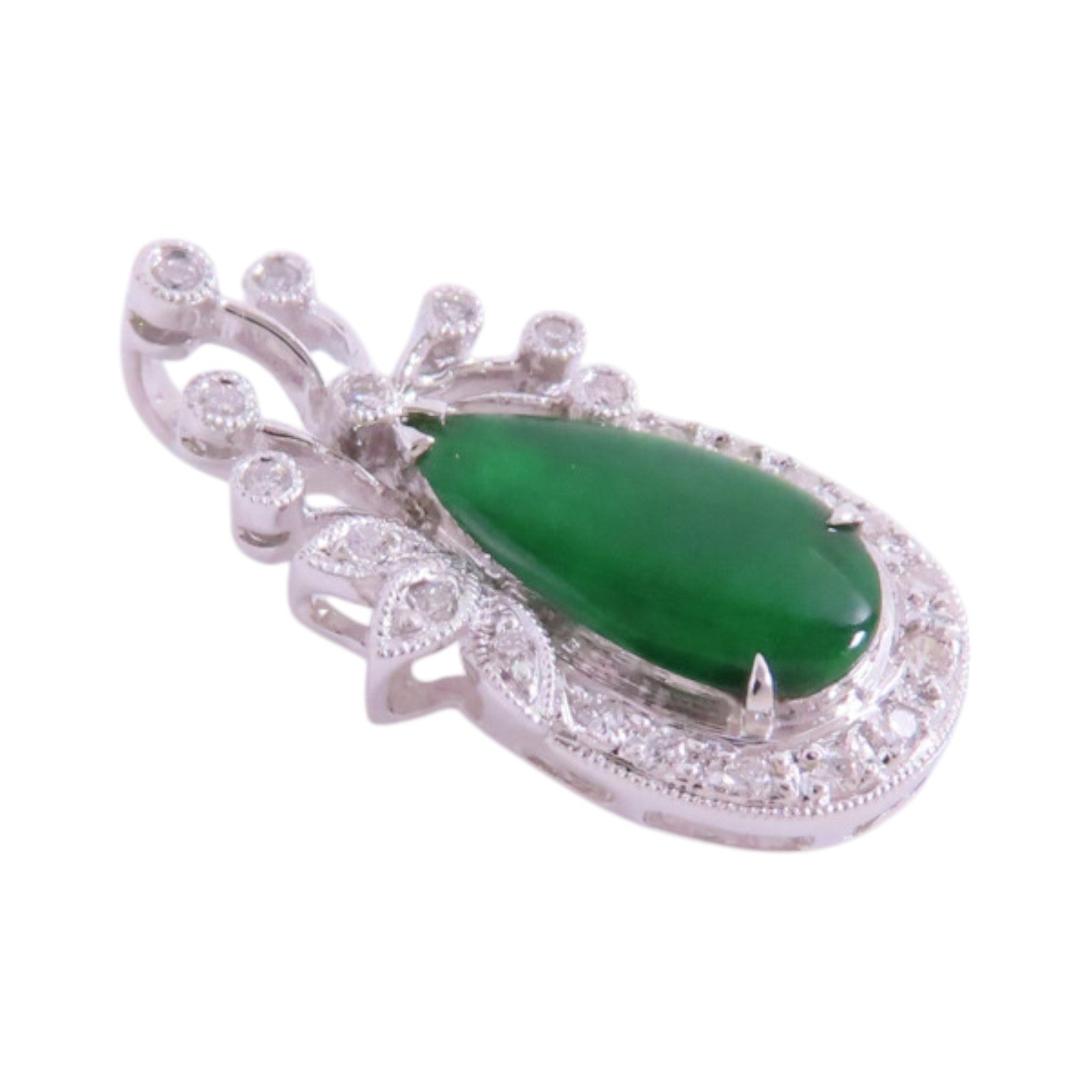 JEWELRY 18K白金/翡翠/鑽石Jade Diamond Pendant Top吊墜頭扣