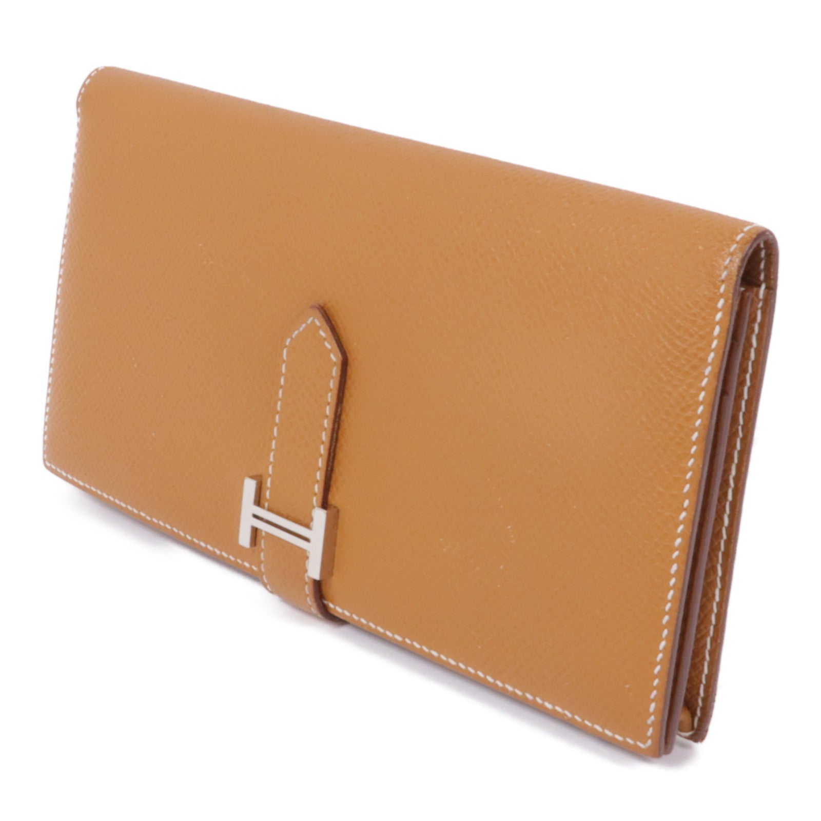 HERMES Epsom皮革Bearn Wallet銀扣長錢包Gold