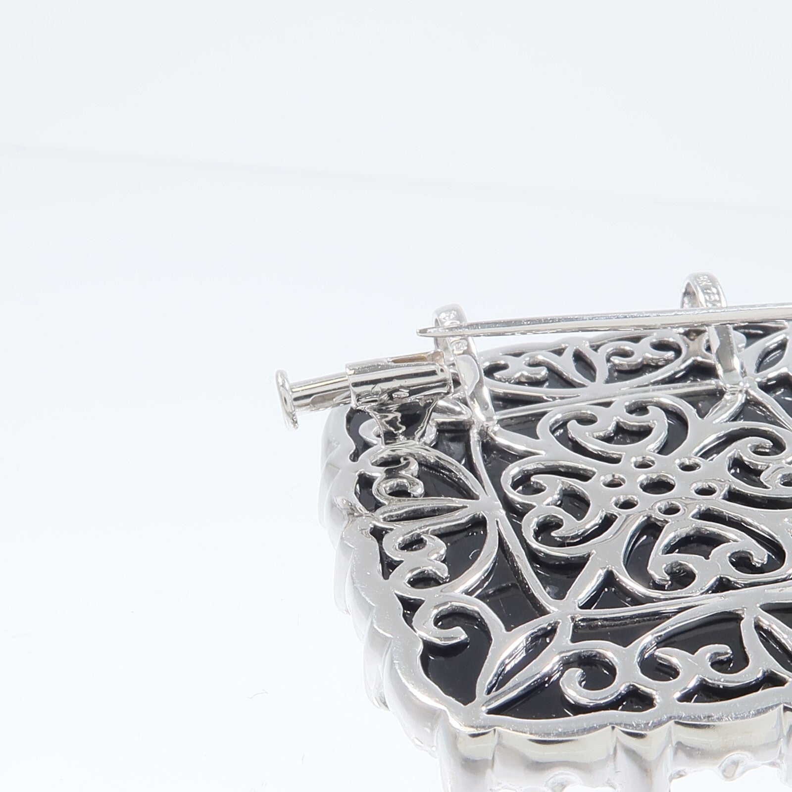 JEWELRY 18K白金Onyx Diamond Brooch縞瑪瑙/鑽石胸針