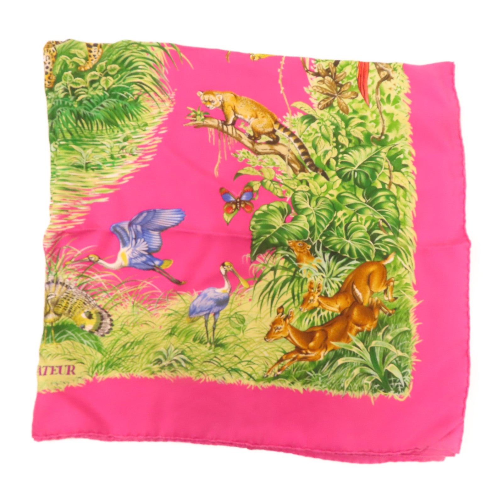 HERMES Scarf 90x90 Silk Pink