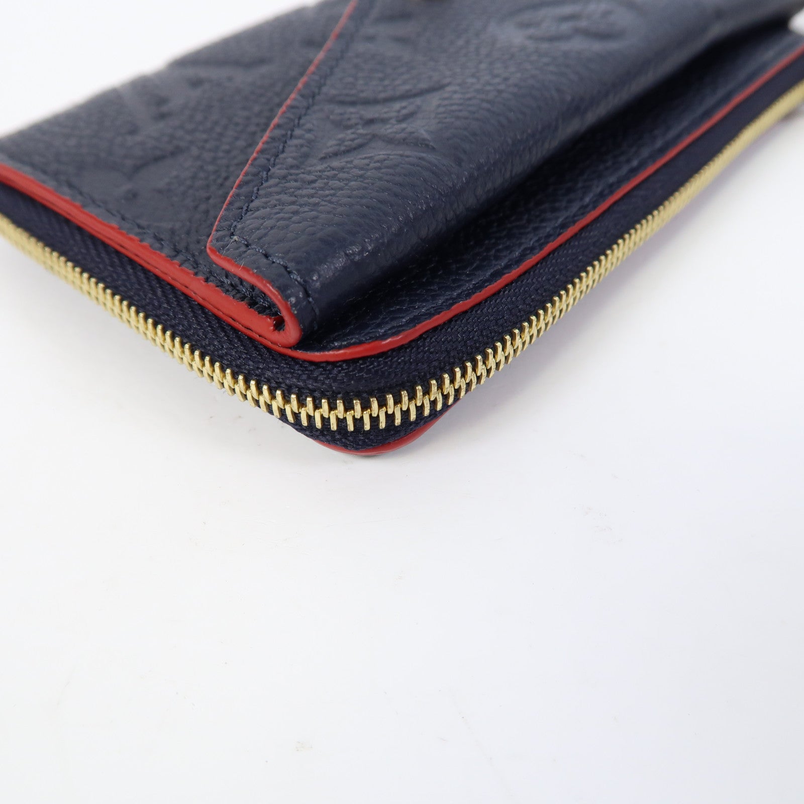 LOUIS VUITTON Monogram Empreinte Recto Verso金扣卡片套深藍色