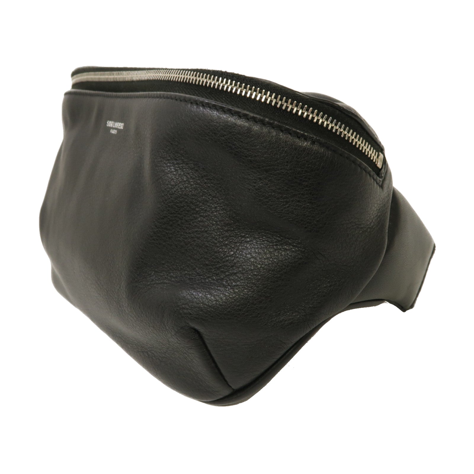 SAINT LAURENT 牛皮皮革Waist Bag銀扣腰包黑色