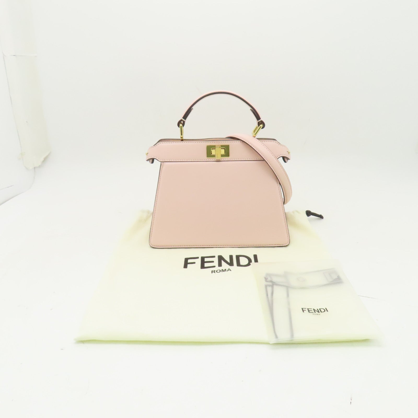 FENDI 【激減優惠】牛皮皮革Peekaboo Iseeu Small金扣手挽肩背兩用袋粉紅色
