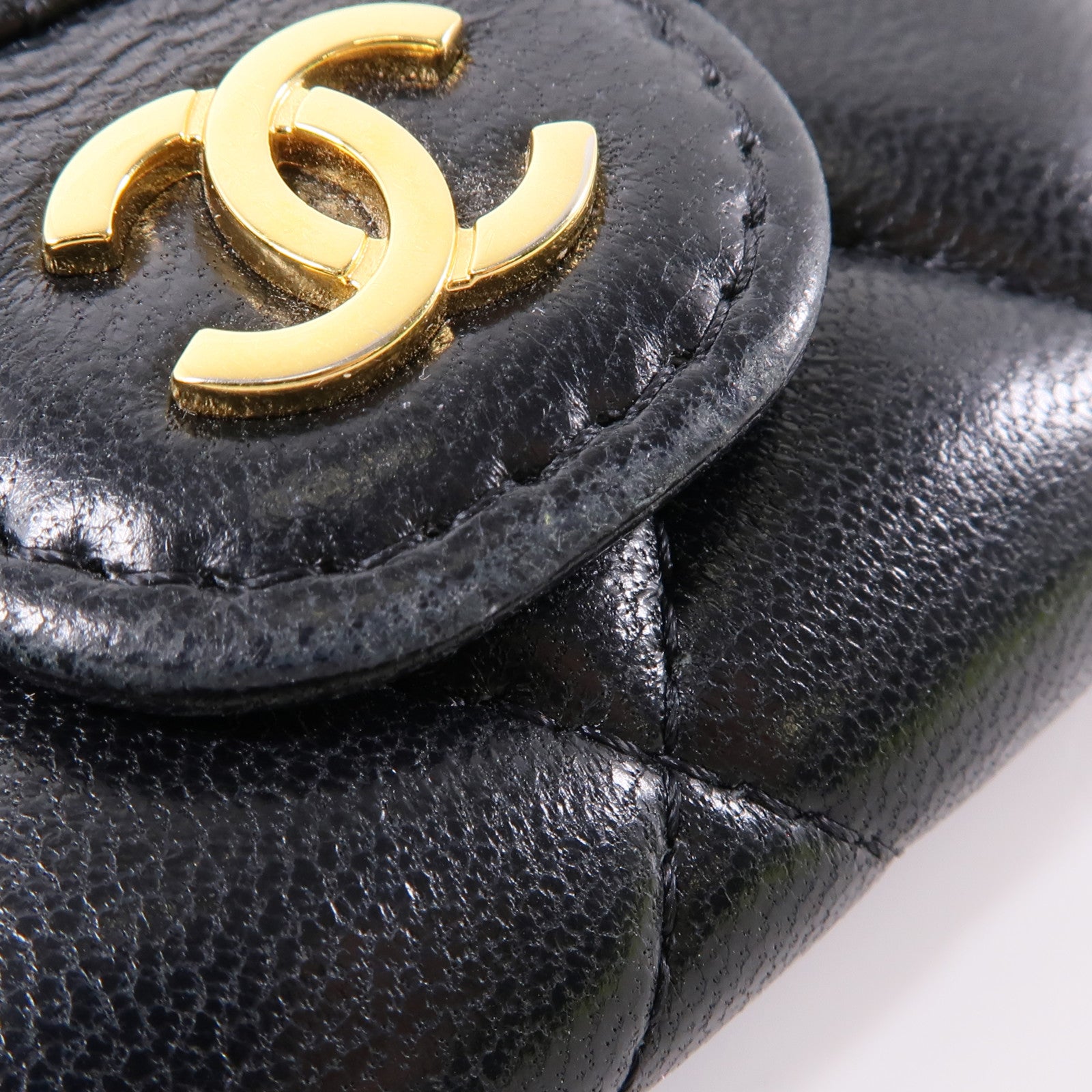 CHANEL 羊皮皮革Card Case金扣卡片套黑色