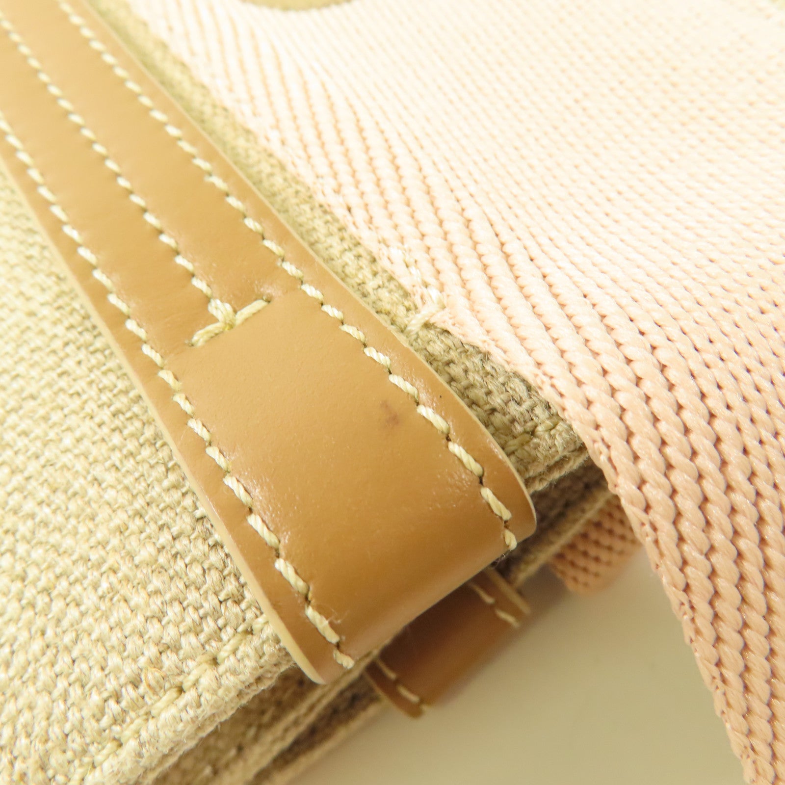 Chloe Woody Tote Bag Canvas Pink/Beige
