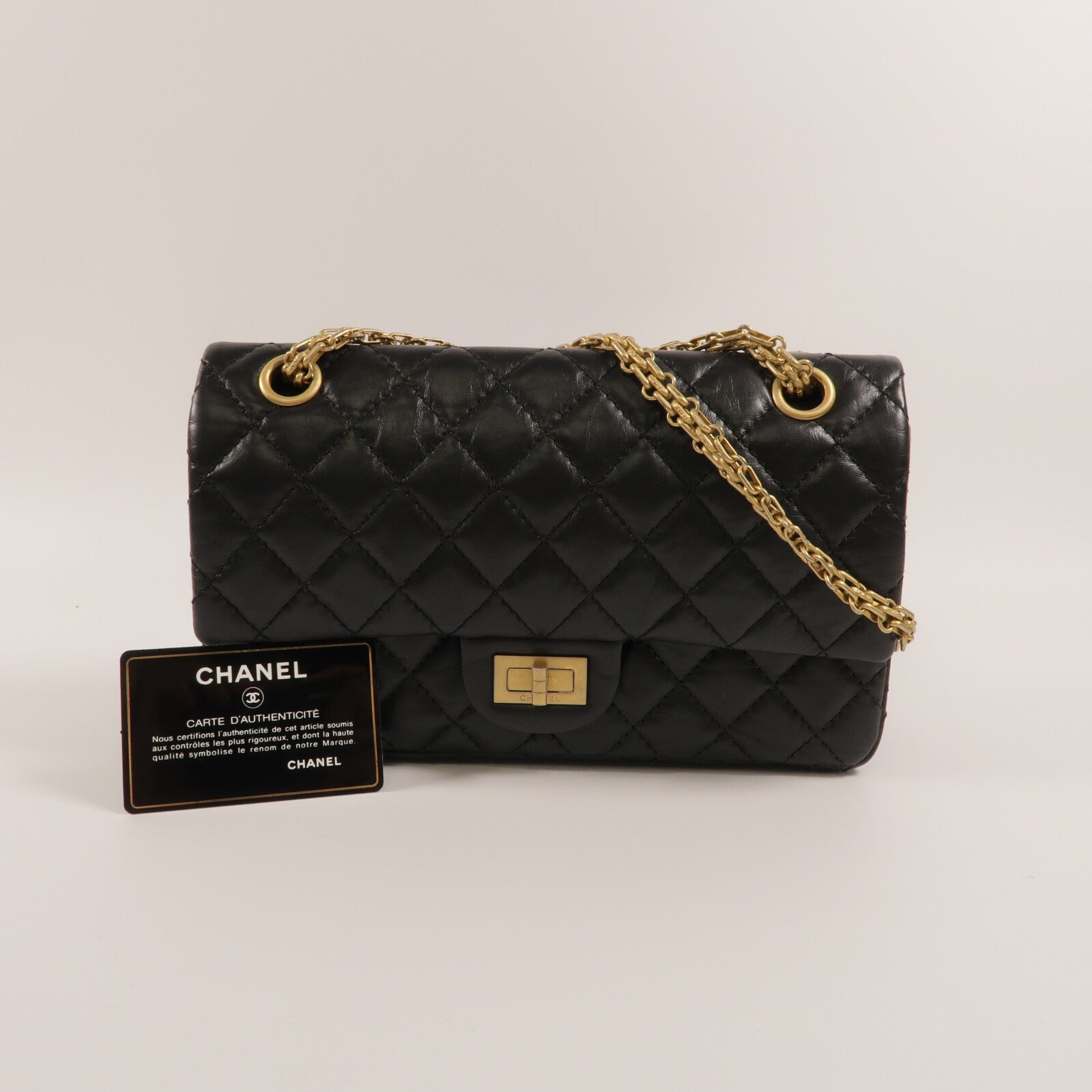 CHANEL 牛皮皮革2.55 Small鏈帶手挽肩背兩用袋