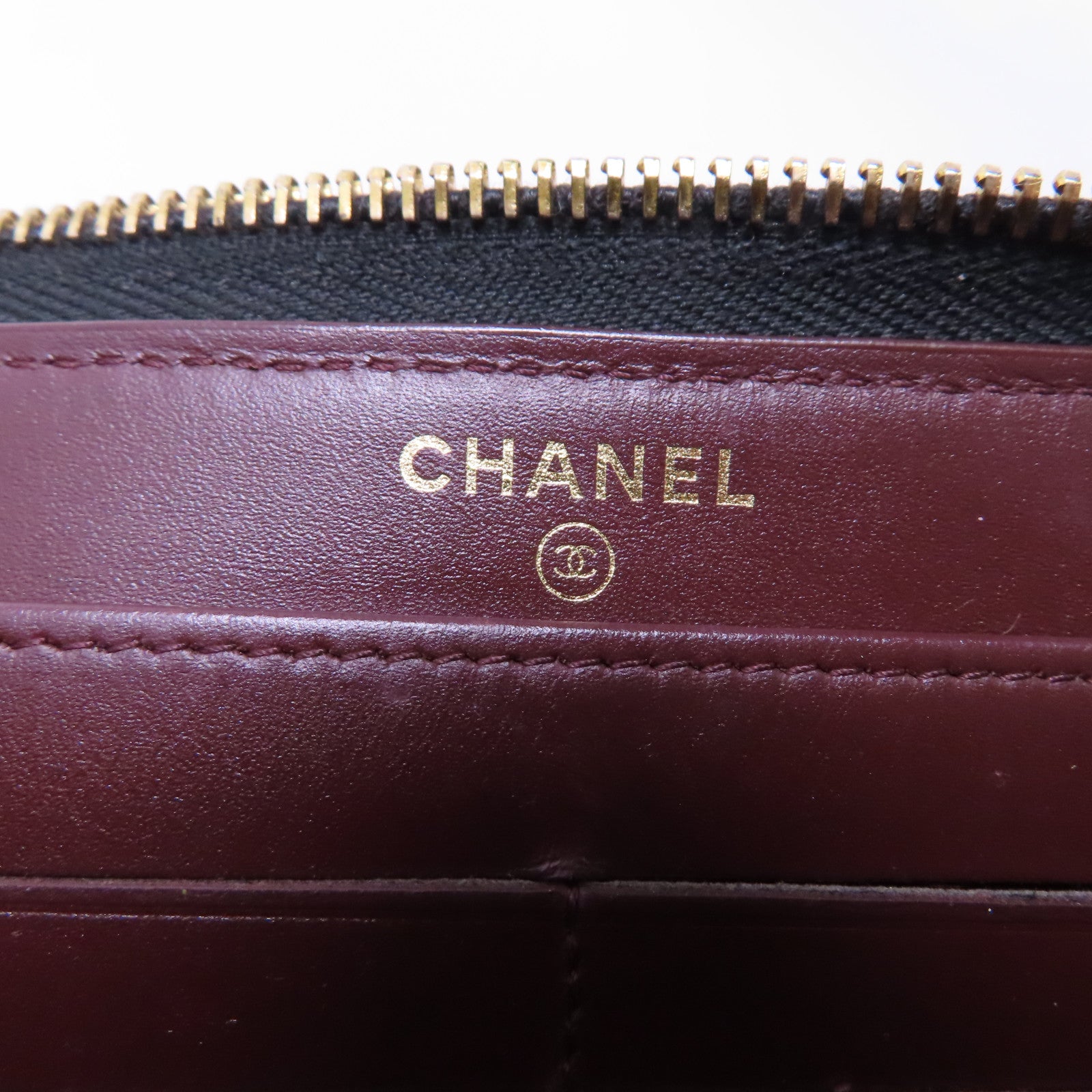 CHANEL 菱格牛皮皮革Long Zipper Wallet金扣長錢包黑色